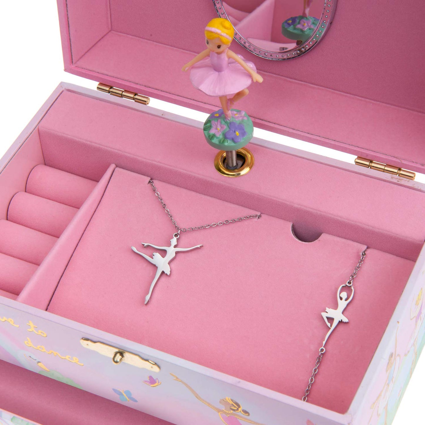 Jewelkeeper Ballerina Music Box & 3-Piece Jewelry Set - Pink Ballerina