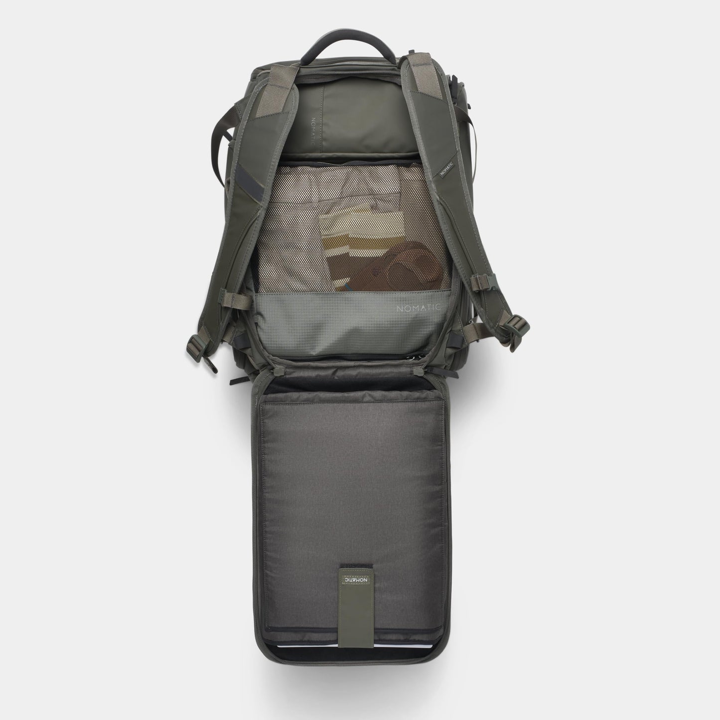 NOMATIC 30L Travel Bag- Convertible Duffel/Backpack, Carry-on Size for Airplane Travel, Everyday Use Laptop Bag, TSA Compliant Olive Backpack