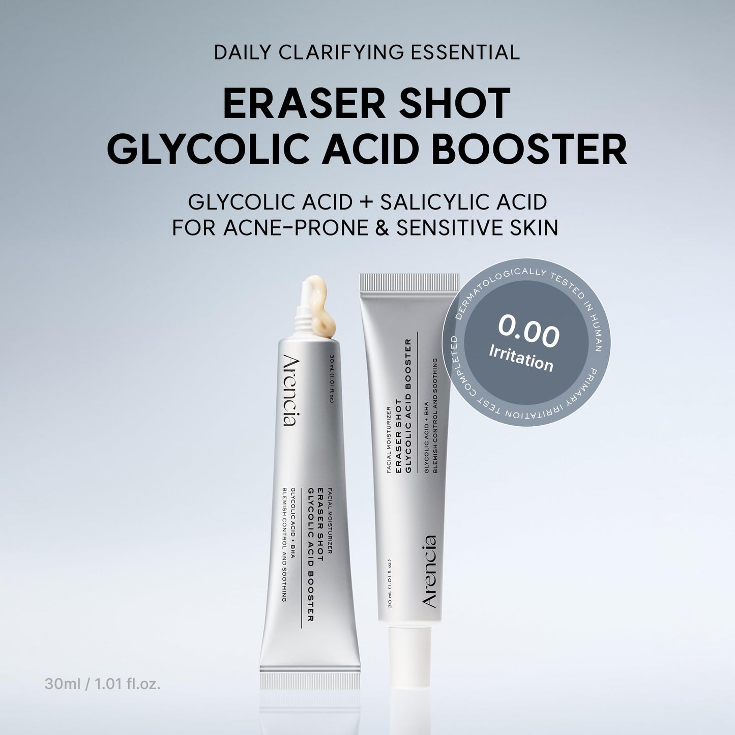 Arencia Eraser Shot Serum Glycolic Acid Booster with AHA BHA, Exfoliating Face Serum for Acne-Prone Skin, Pore Care & Texture Refining, Lightweight Beauty and Personal Care ARENCIA
