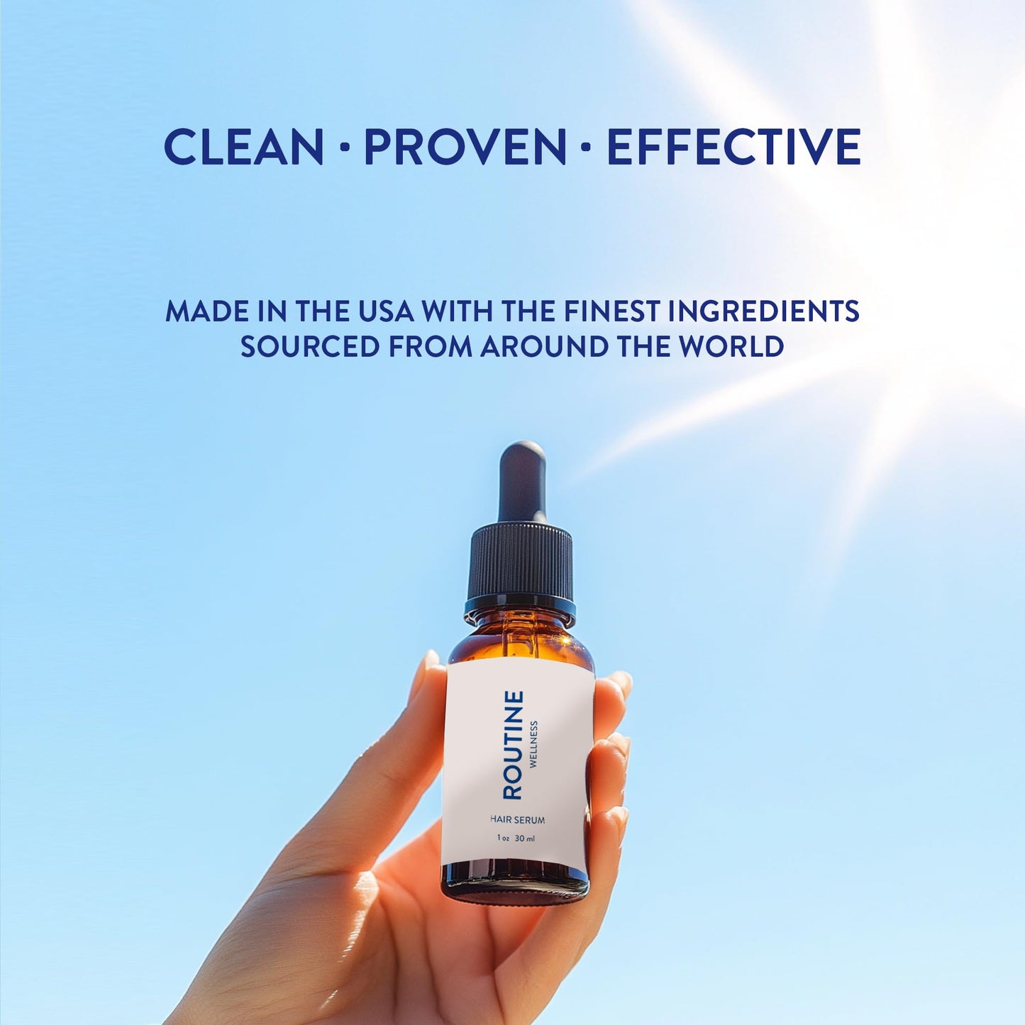 Routine Wellness Hair Treatment Serum for Thinning Hair - Plant-Based Rosemary, Tea Tree & Argan Oils Blend for Strength, Shine & Softer Hair - Clean