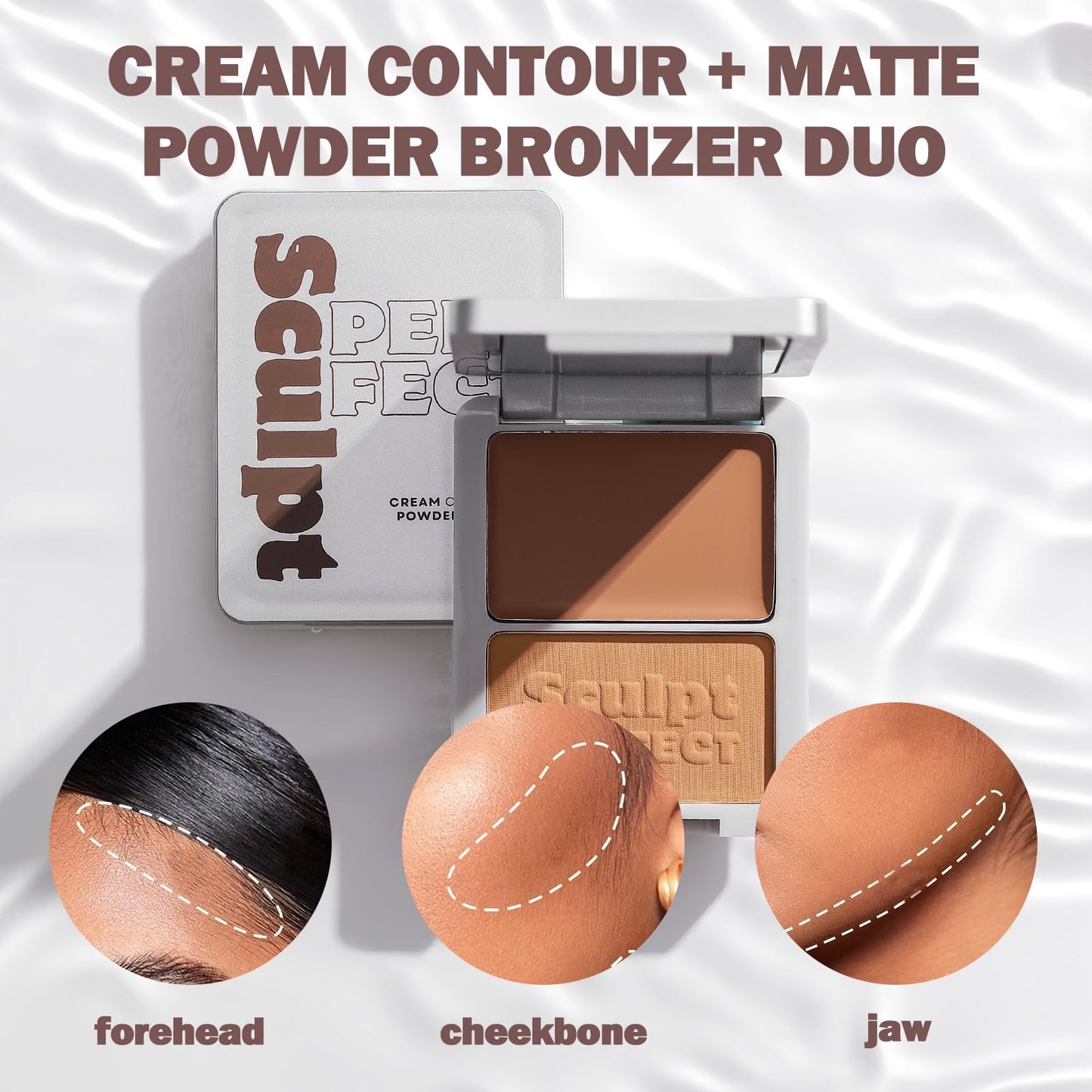 oz lab Sculpt Perfect Contour Bronzer Duo Palette - Matte Bronze Powder - Natural Sculpting & Warmth (01 SOFT SANDSTONE, Cream Contour: 0.09 oz / 2.5