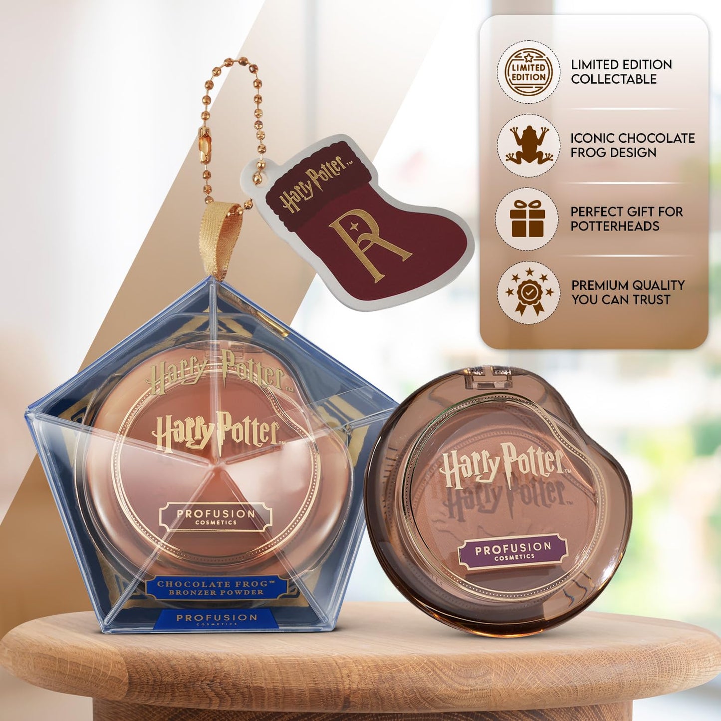 Profusion Cosmetics Harry Potter Holiday Chocolate Frog Bronzer Powder, Soft Matte Face Bronzer, Long-Lasting Natural Sun-Kissed Bronzing Finish