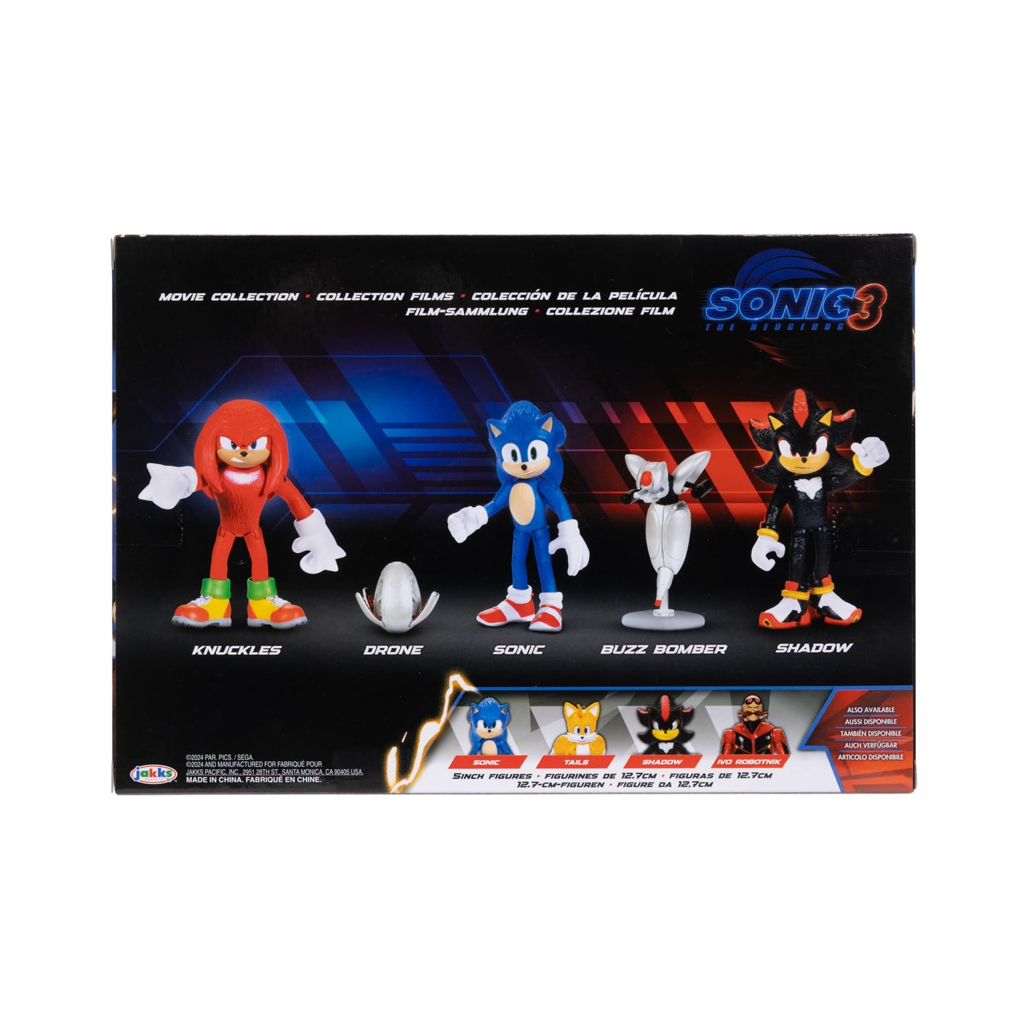 Sonic 3 Movie Action Figures – 2.5" Collector Multi-Pack with Sonic, Knuckles, Shadow, Buzz Bomber & Drone, Official Licensed Toys