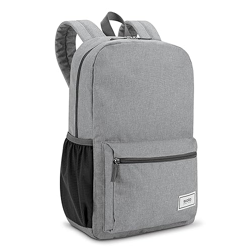 Solo New York Laptop Backpack for Women & Men -Carry On Bookbag for Travel & Work, Lightweight Bag, Side Mesh Pockets, Fits 15.6" Computer - Re:Solve, Grey