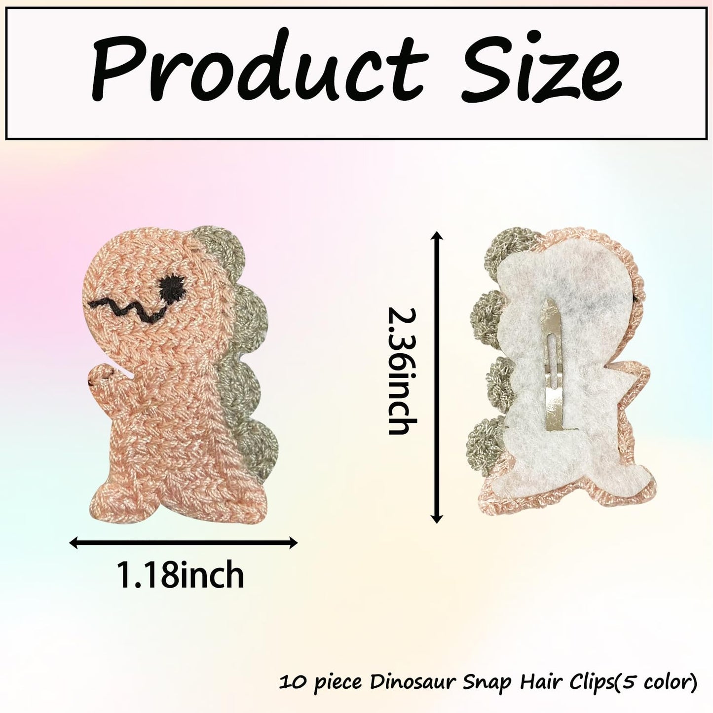 10 Piece Dinosaur Snap Hair Clips, Cute Barrettes and Cartoon Hairpins for Women, Girls, Toddlers, and Kids