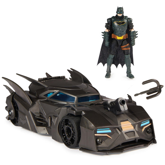 DC Comics Crusader Batmobile Playset – Includes Exclusive 4" Batman Figure & 3 Super-Villain Paper Figures, Kids Ages 4+