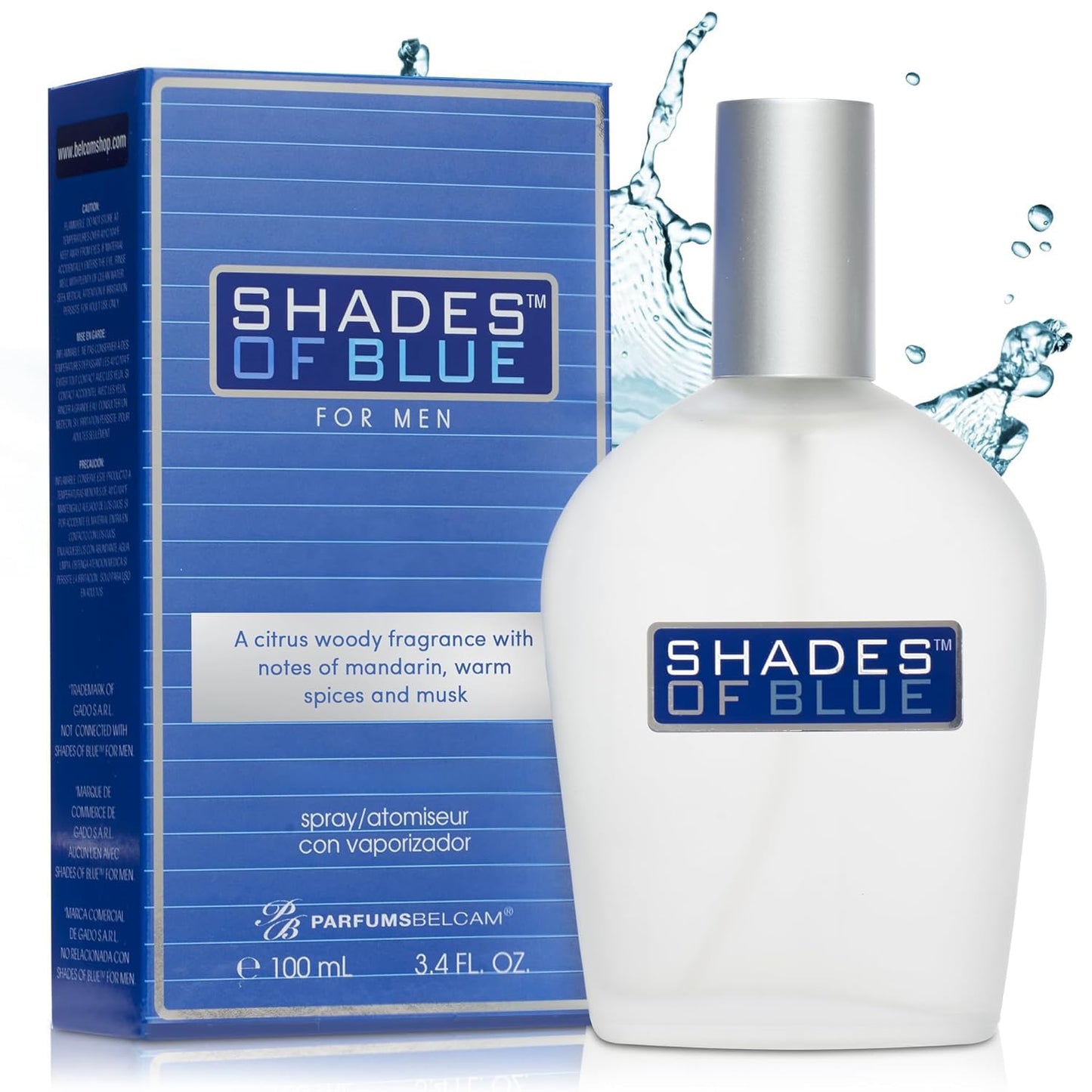 PB ParfumsBelcam Shades of Blue for Men, Our Version of Prestige Designer Eau de Toilette Spray, 100 mL.