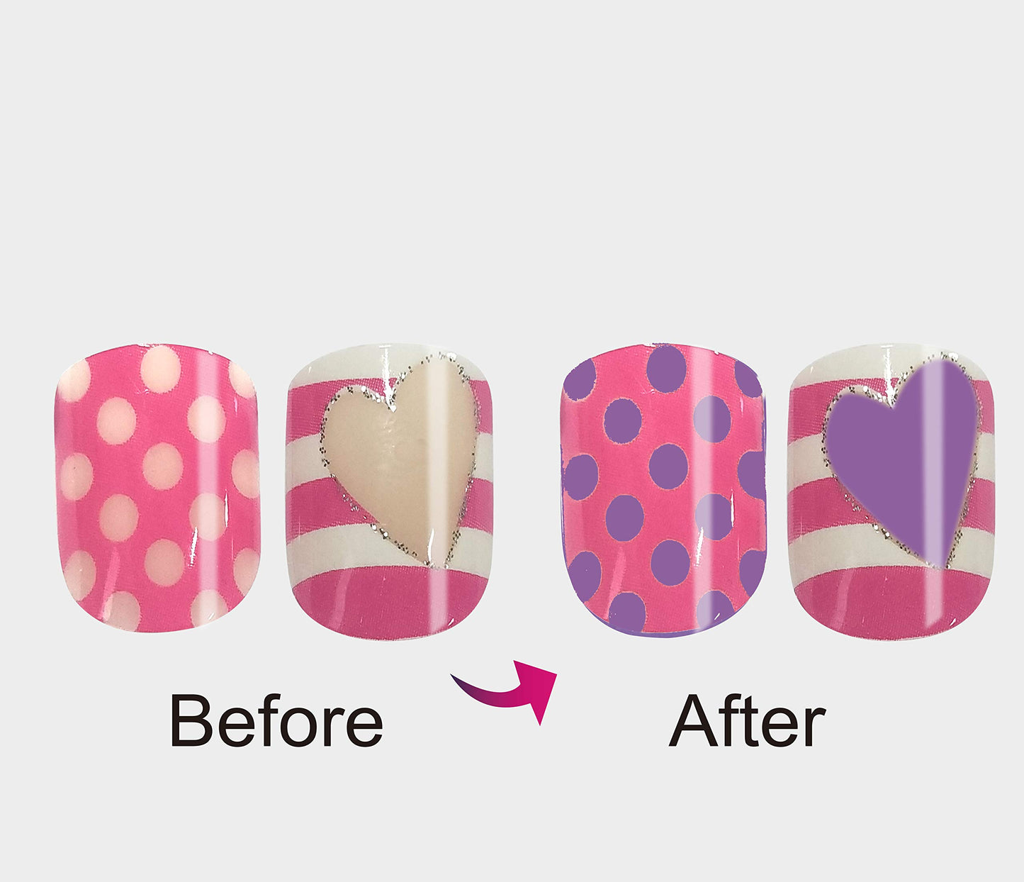 Vivace 4Pack 48Tips Color Changing Under Sun Fake Nails, Artificial Preglued Junior Sticker Nails 11461 etc (Sun 1)