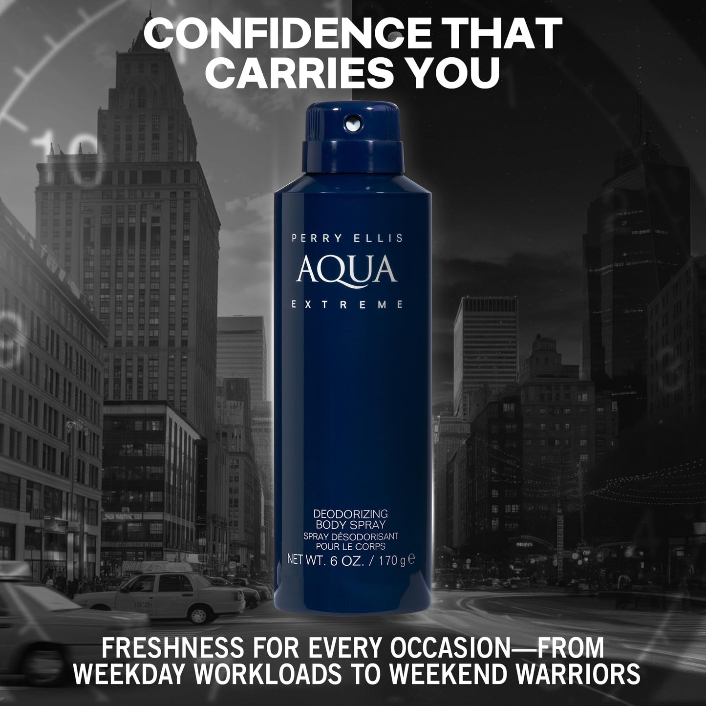Perry Ellis Aqua Extreme Body Spray for Men - Body Spray Cologne, EDT, All Over Men's & Boys Mist with Notes of Fresh Wood & Spice Fragrance - 6 oz