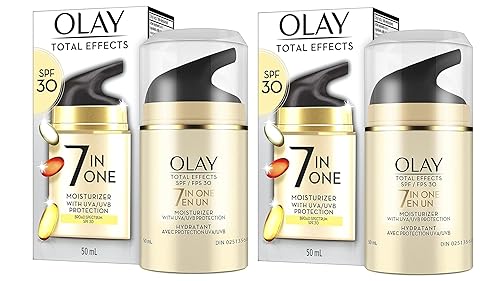 Olay Facial Moisturizing Lotion SPF 30 Total Effects for Dry Skin, 7 Benefits including Minimize Pores, Anti-Aging, 1.7 oz (Pack of 2)
