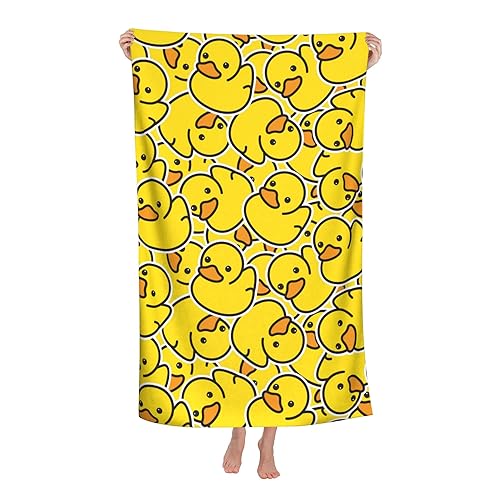 HUIANBPO Cute Rubber Ducky Pattern Microfiber Beach Towel 32x52inch,Large Bath Towels for Kids and Adults - Quick Dry Absorbent Sand Free Towel…