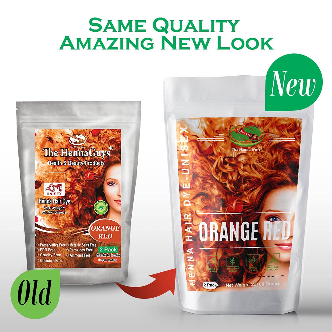 2 Packs Of Red/Orange Henna Hair & Beard Color/Dye 100 Grams - Natural Hair Color, Plant-based Hair Dye - The Henna Guys