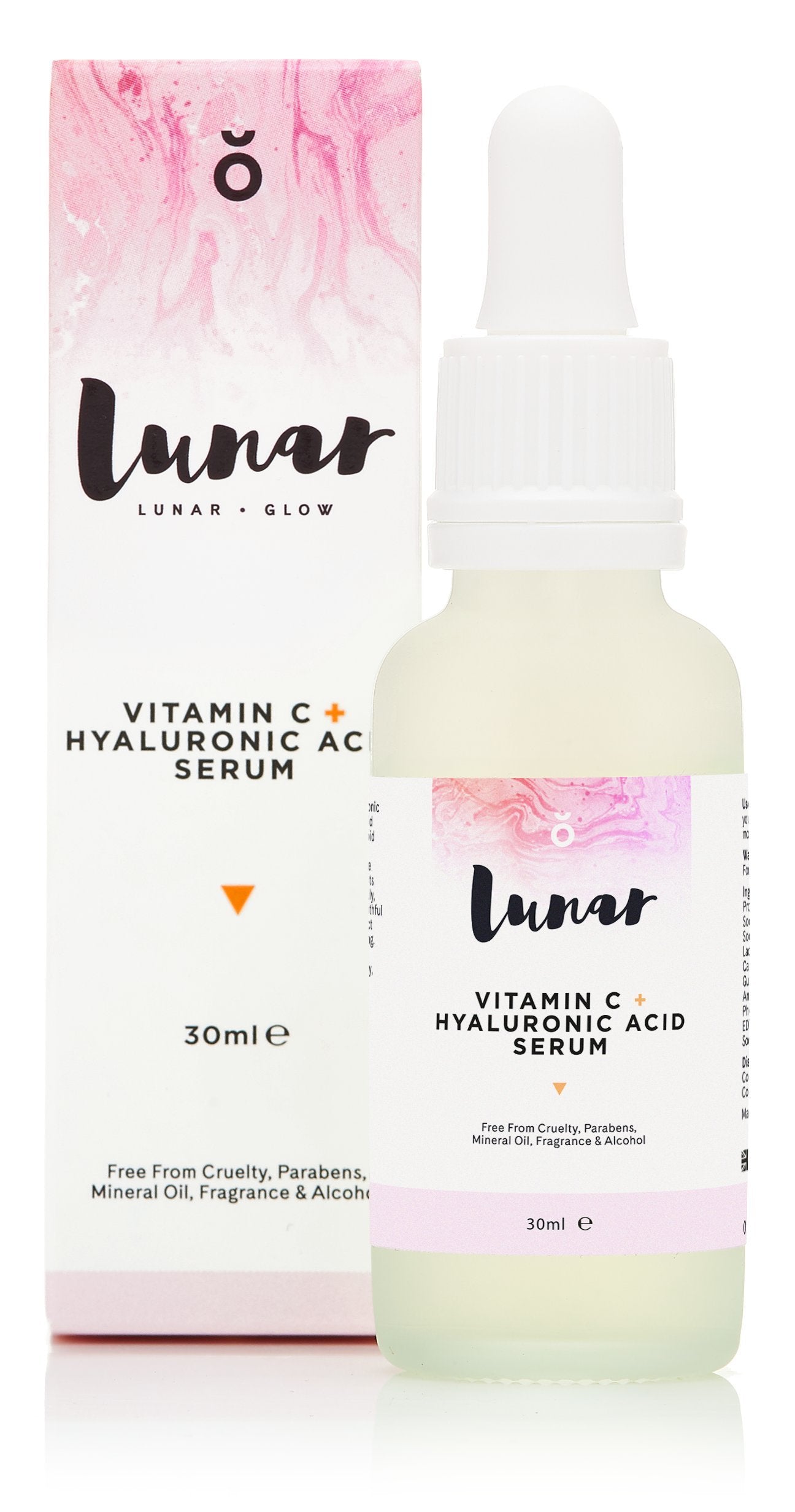 Vitamin C Hyaluronic Acid Serum by Lunar Glow. A Natural Anti Ageing Serum For Your Face & Skin. 1 fl.oz - 30ml.