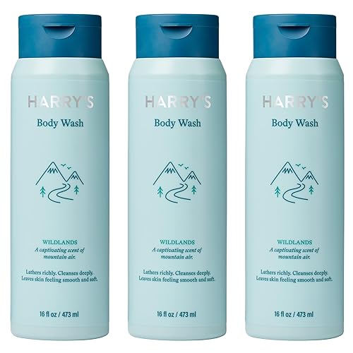 Harry's Body Wash Shower Gel for Men - Wildlands Scent - (3 Pack) 16 fl oz - Sensitive Skin Body Wash - No Parabens, Sulfates, or Dyes