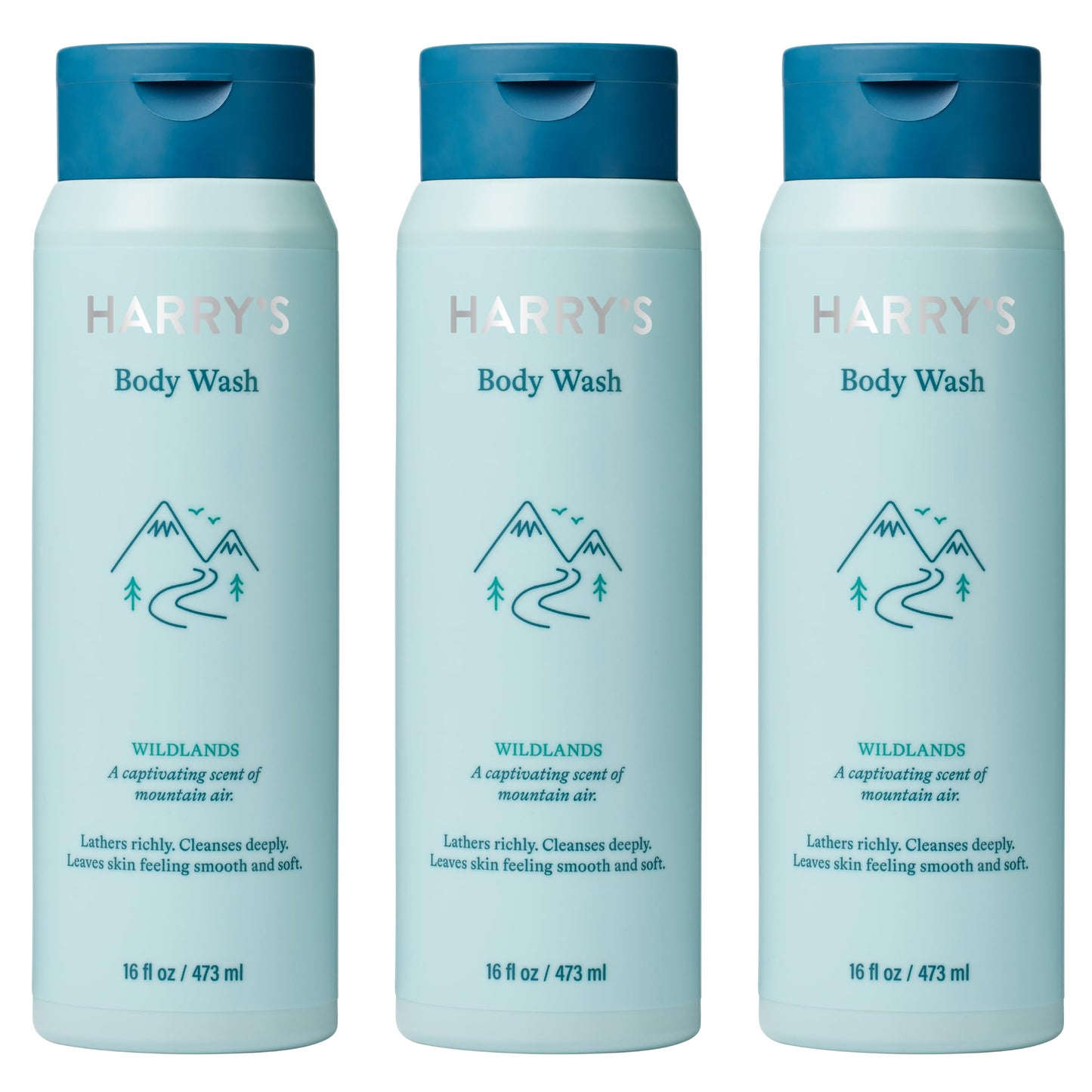 Harry's Body Wash Shower Gel for Men - Wildlands Scent - (3 Pack) 16 fl oz - Sensitive Skin Body Wash - No Parabens, Sulfates, or Dyes