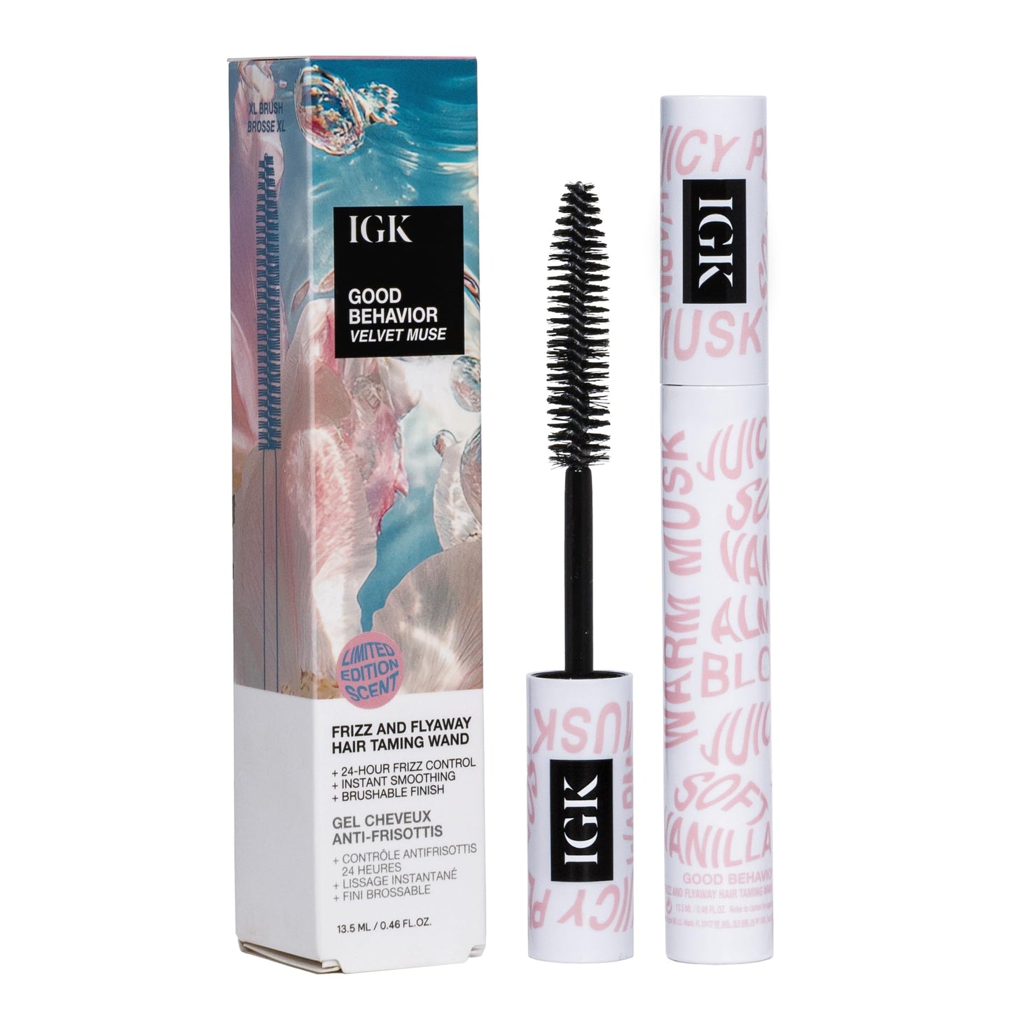 IGK Good Behavior Velvet Muse Frizz and Flyaway Hair Taming Wand - On-the-go styler with 24-Hour frizz control, 0.46 FL Oz
