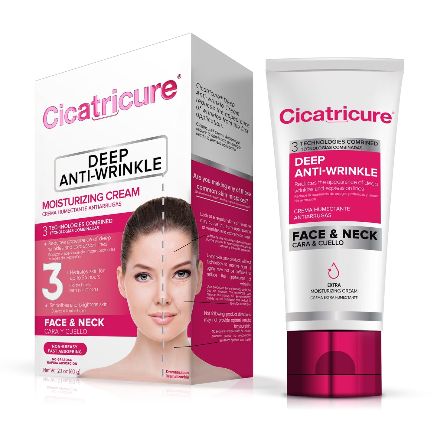 Cicatricure Deep Anti-Wrinkle Face & Neck Cream, Reduces the Appearance of Wrinkles from 1st Use, Face Moisturizer, Anti-Aging Cream, Non-Greasy