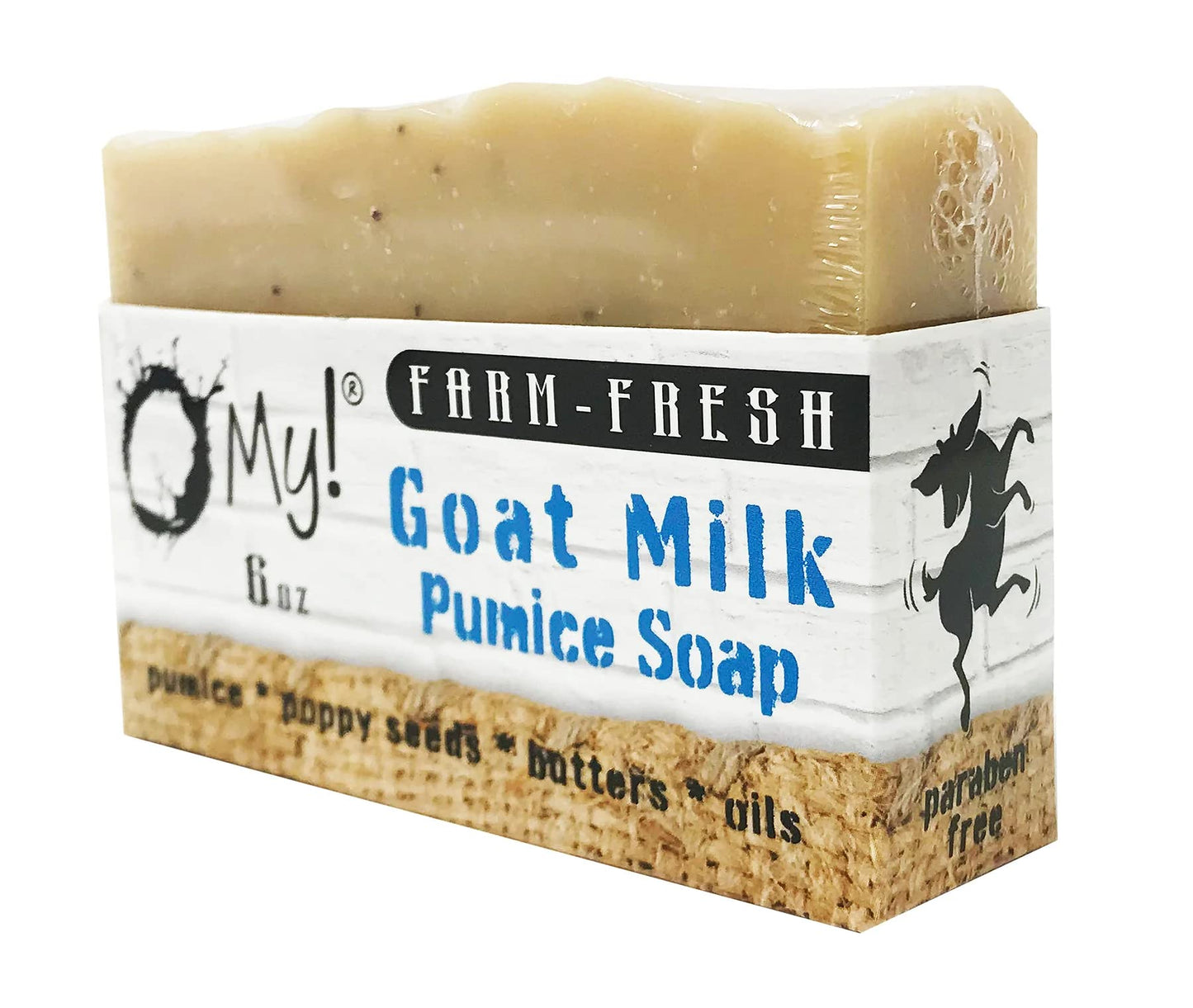 O My! Goat Milk Pumice Soap 6oz - Citrus | Made with Farm-Fresh Goat Milk | Pumice to Gently Cleanse | Gently Exfoliates | Paraben Free | Leaping