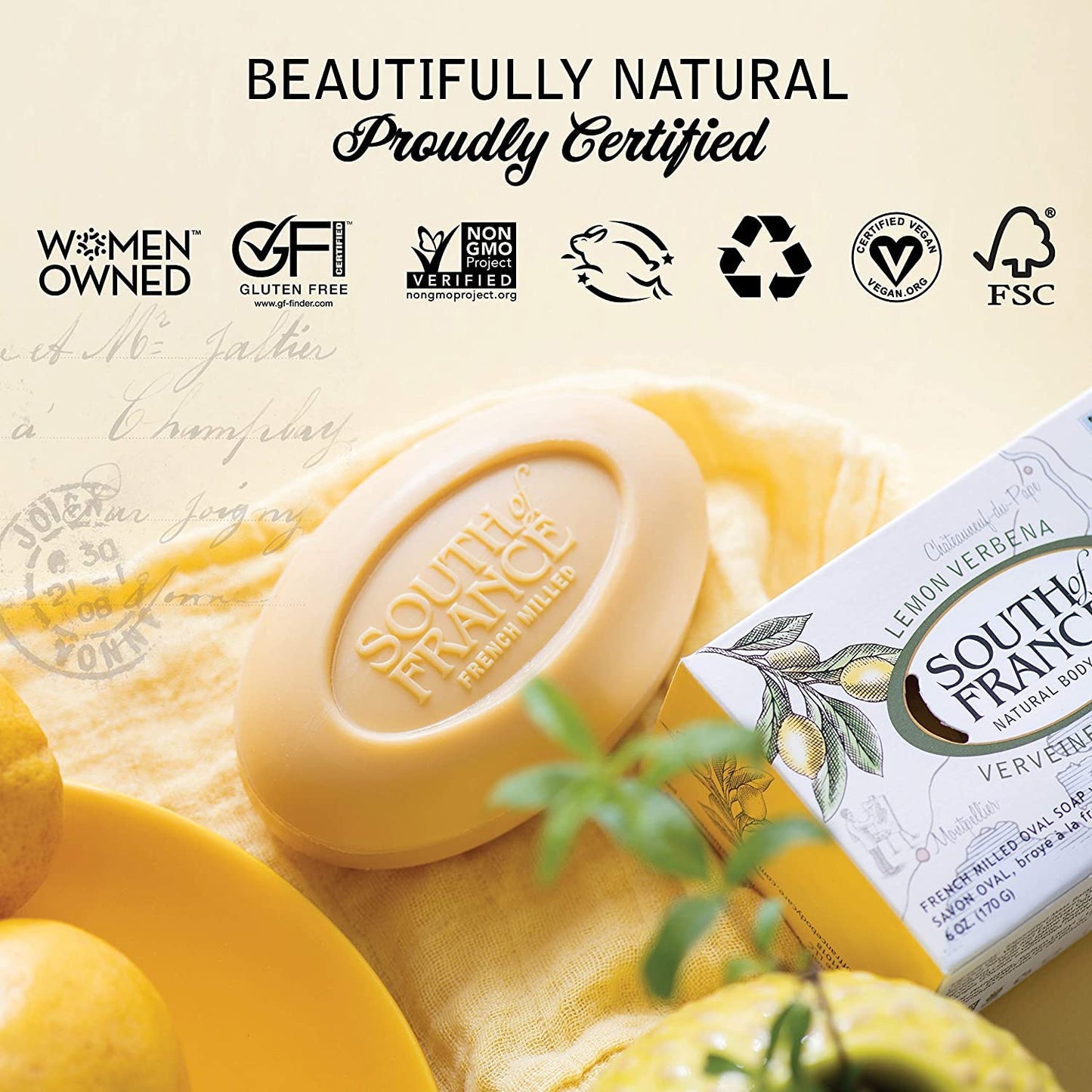 South of France Bar Soap - Lemon Verbena - Full Size - 6 oz