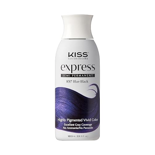 Kiss Express Semi-Permanent Hair Color - Vivid, Highly Pigmented Dye for Vibrant Hair, Gentle Formula, Gray Coverage, pH Balanced, 23 Intermixable