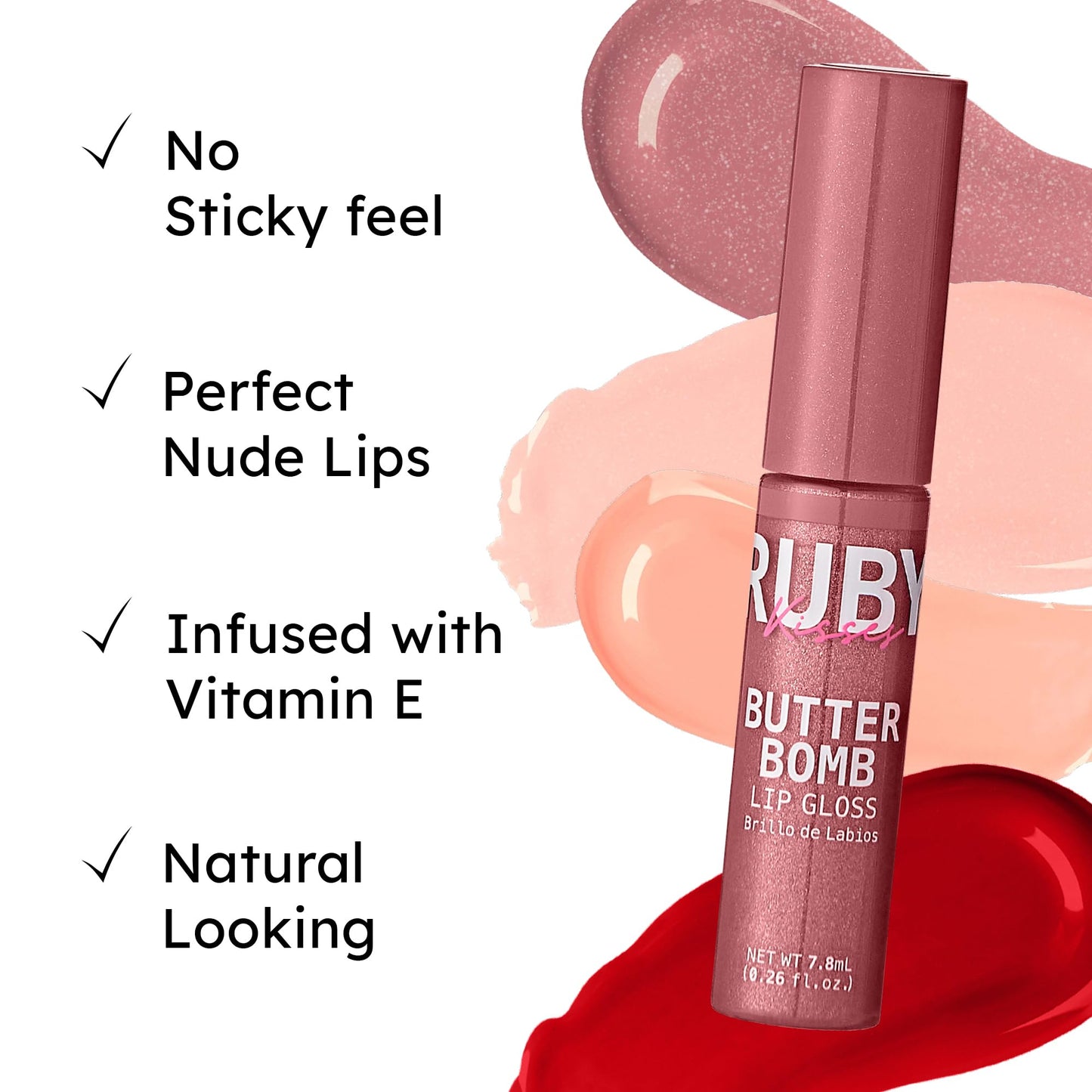 Ruby Kisses Butter Bomb Lip Gloss, High-Shine Non-Sticky Hydrating Plumping
