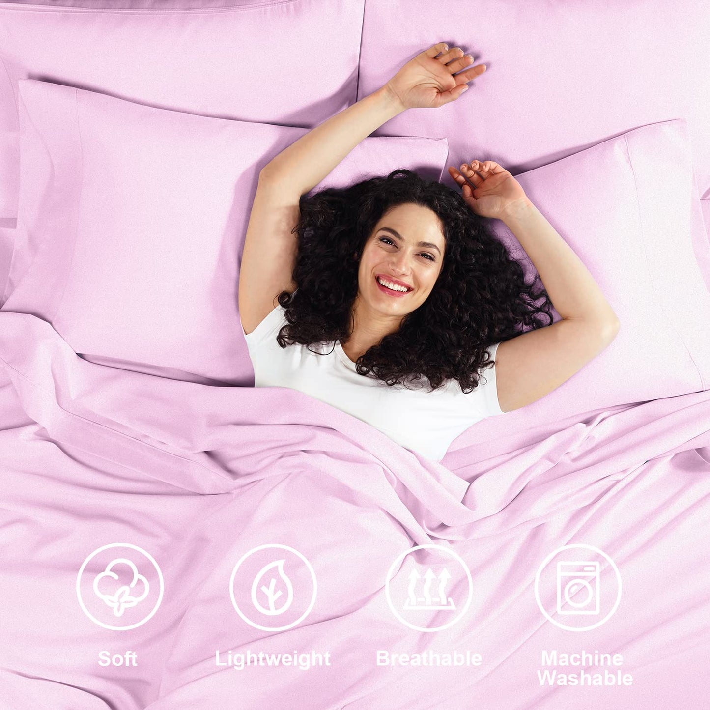 Empyrean Twin Sheets Set - 110 GSM 4 Piece Bed Sheets for Twin Size Bed, Double Brushed Twin Size Sheets, Soft Bedding Sheets & Pillowcases - Lavender