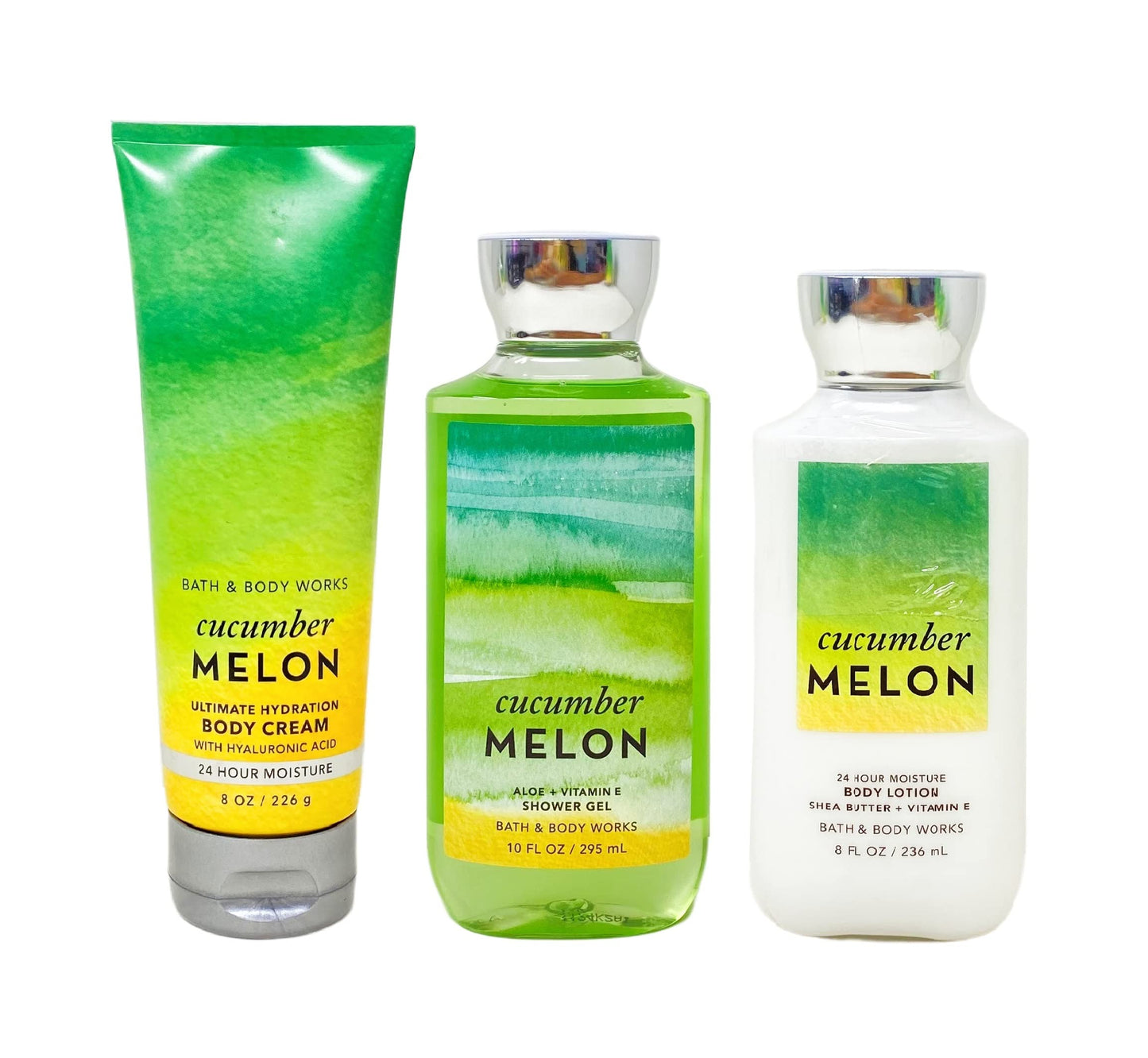 Bath & Body Works Cucumber Melon 3 Piece Gift Set - Body Cream - Shower Gel - Body Lotion - Full Size Beauty and Personal Care Bath & Body Works