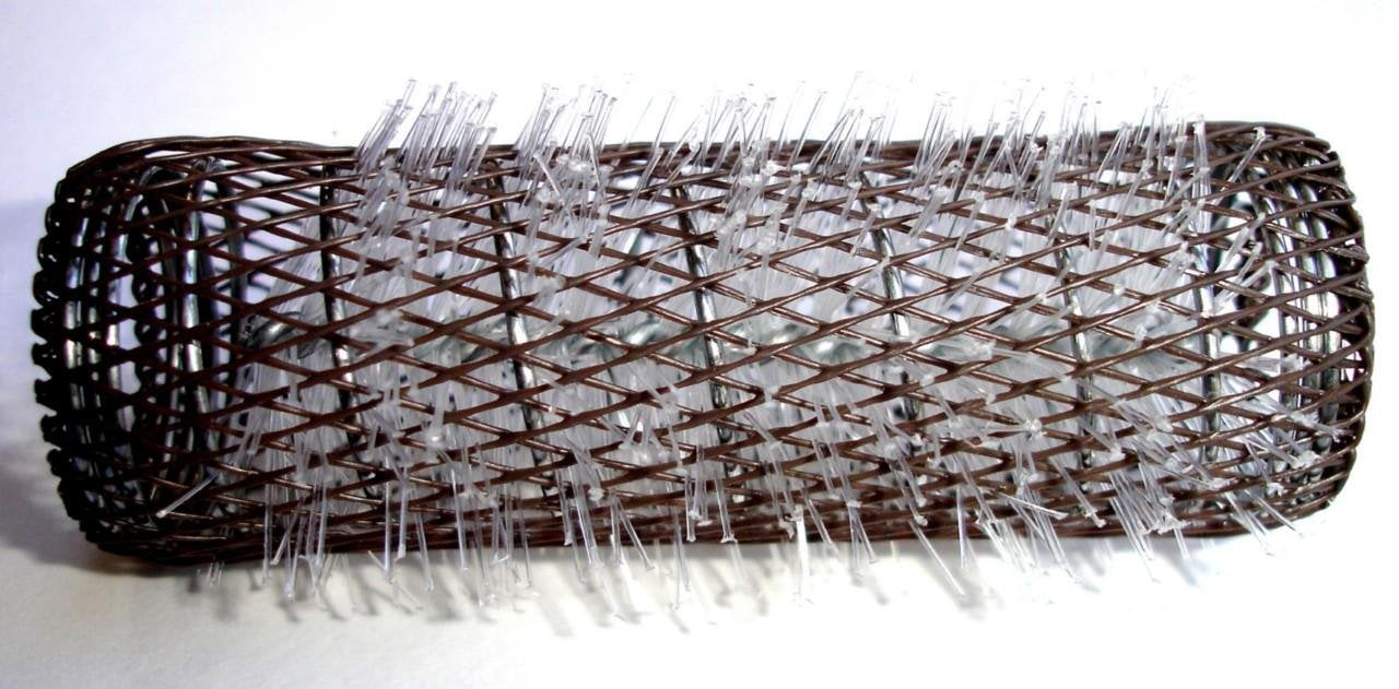 2 Pack HAIR STYLING BRUSH ROLLERS & PINS Hair Curlers 7/8" x 3" Bristles (12 Rollers)