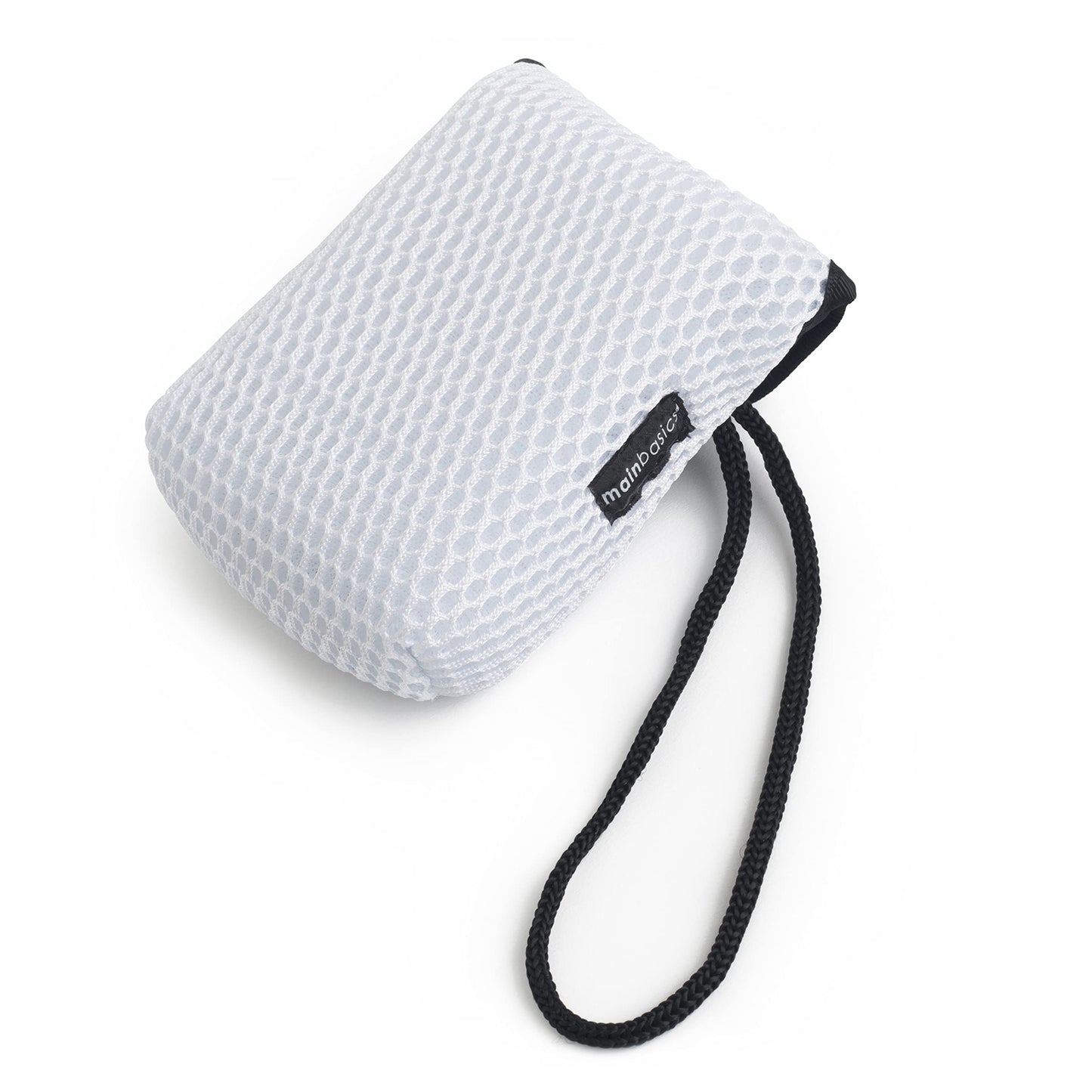 MainBasics Exfoliating Bar Soap Pouch Dual-Sided Body Scrubber - Fits Standard Size Soap Bars, White