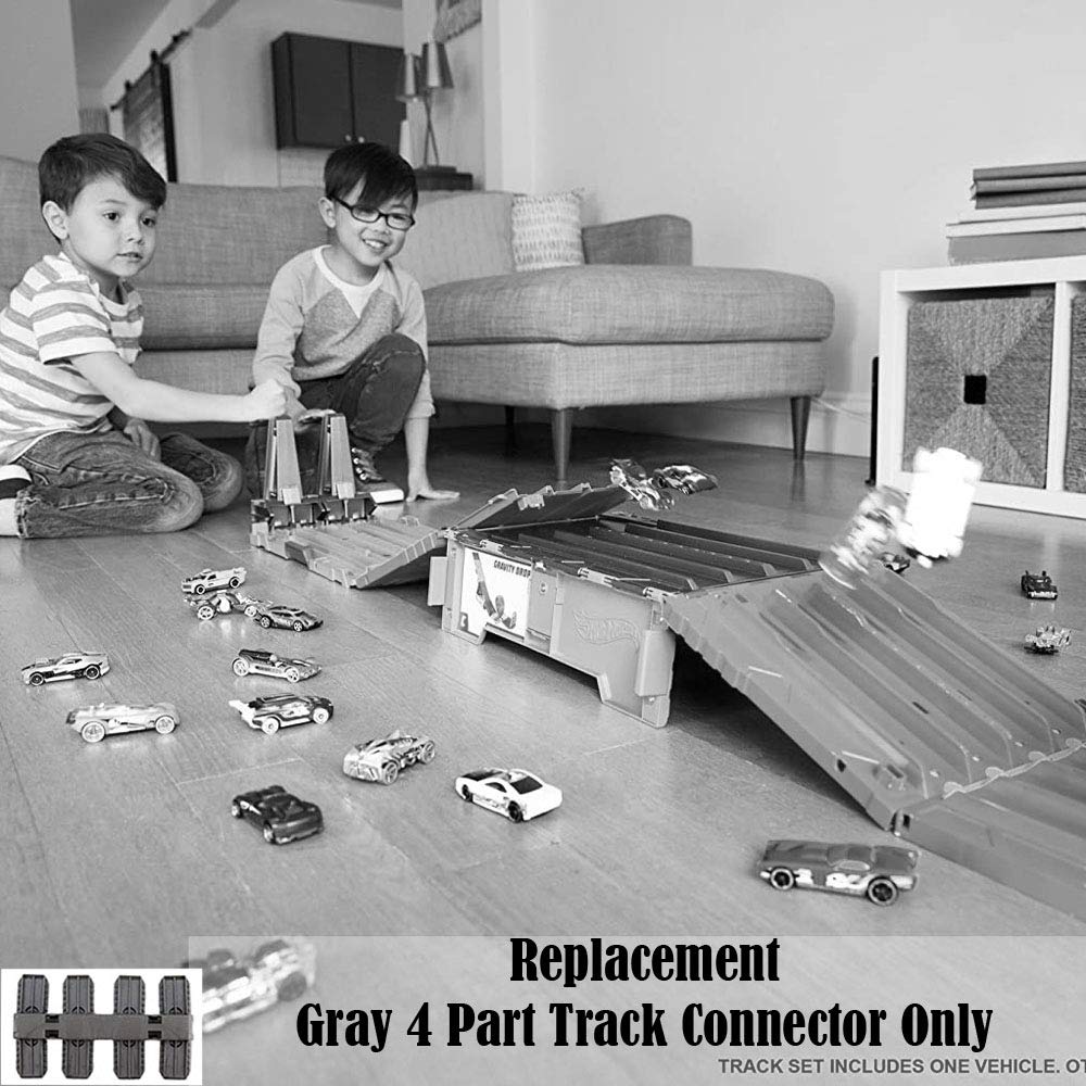 Hot Wheels Replacement Gray 4 Part Track Connector for FTH77 - HO Scale 1:64 Track Builder System Race Crate