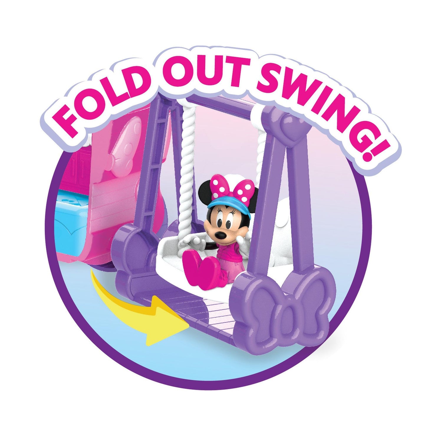 Disney Junior Minnie Mouse Bows-A-Glow Rolling Glamper 13-piece Figures and Playset, Kids Toys for Ages 3 Up, Amazon Exclusive by Just Play