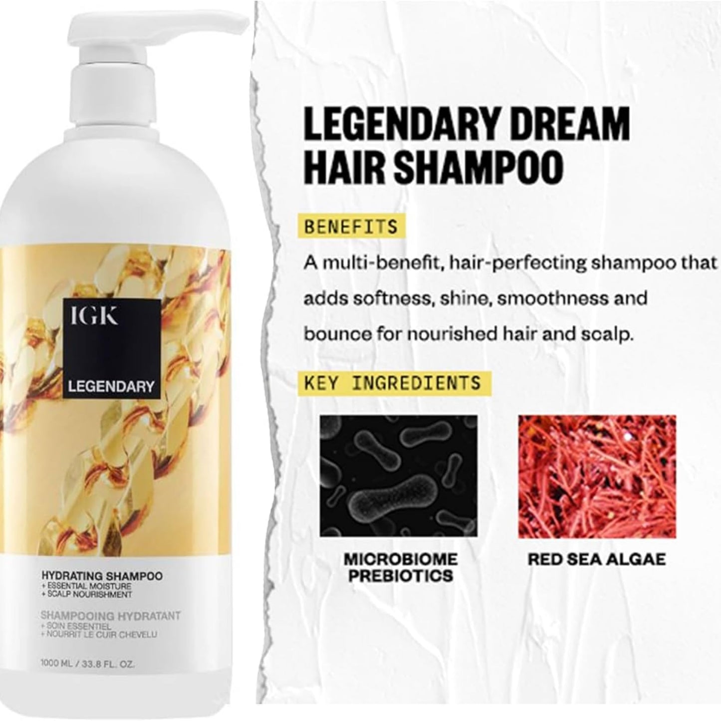 IGK LEGENDARY Dream Hair Shampoo & Conditioner Set | Hydrating Haircare Duo for Soft Shiny Healthy Looking Hair | Lightweight Feel with Bounce