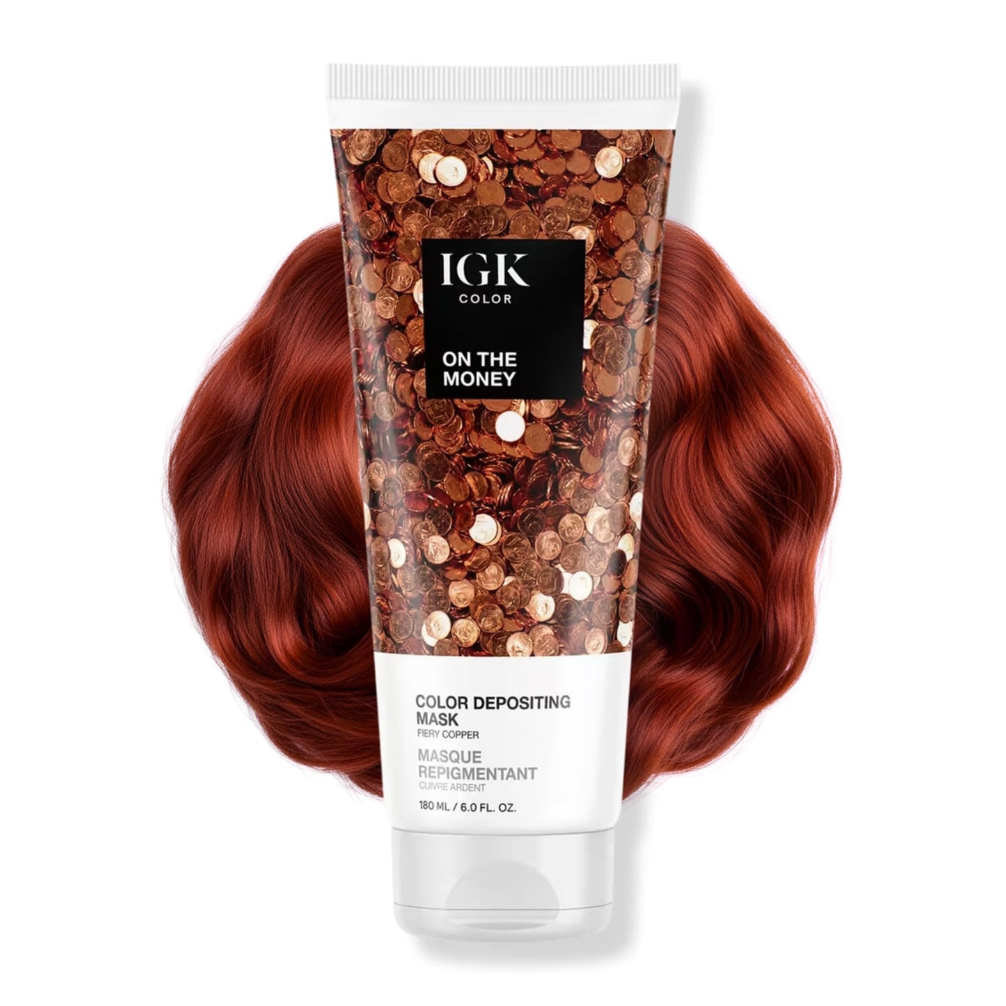 IGK On The Money | Fiery Copper Hair Gloss + Color Depositing Mask | Boost Shine, Enhance Copper Tones, Refresh Color | Semi Permanent Conditioning