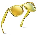 Retro Rewind Translucent Frame Colorful Neon 80s Sunglasses for Men Women - Reflective Mirrored Lens