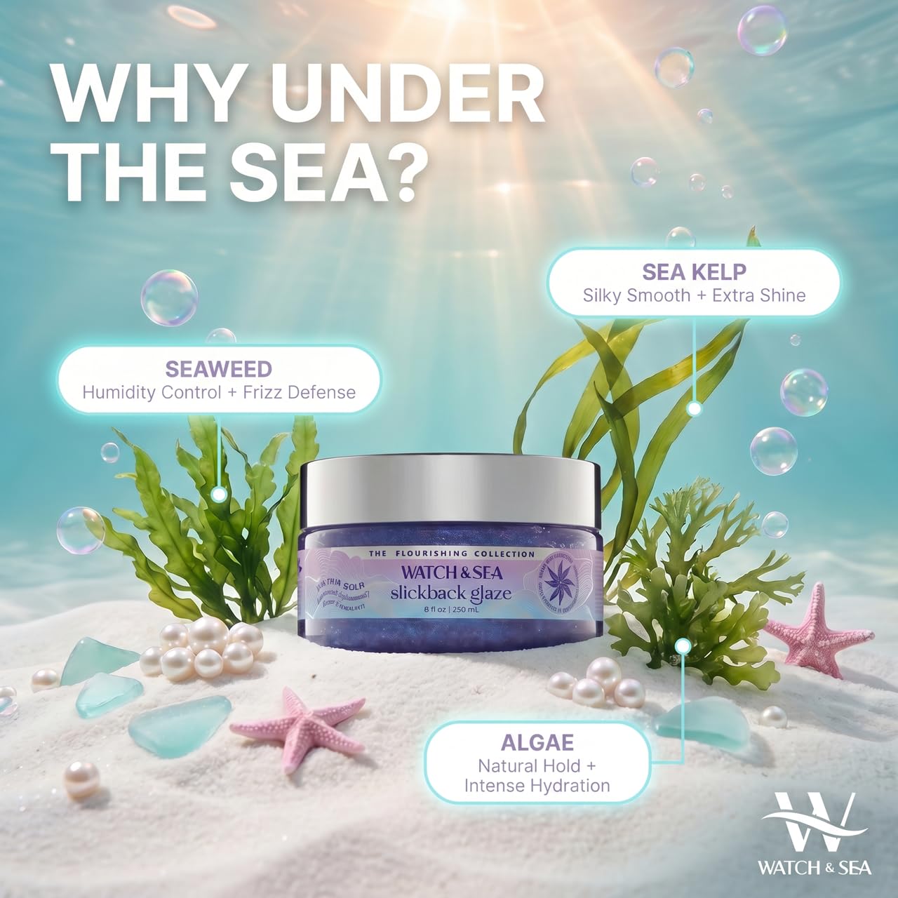 Watch & Sea “SEA THIS HOLD” Slickback Glaze - Slick Back Hair Gel & Edge Control with Seaweed and Sea Kelp - Strong Flexible Hold, Maximum Shine