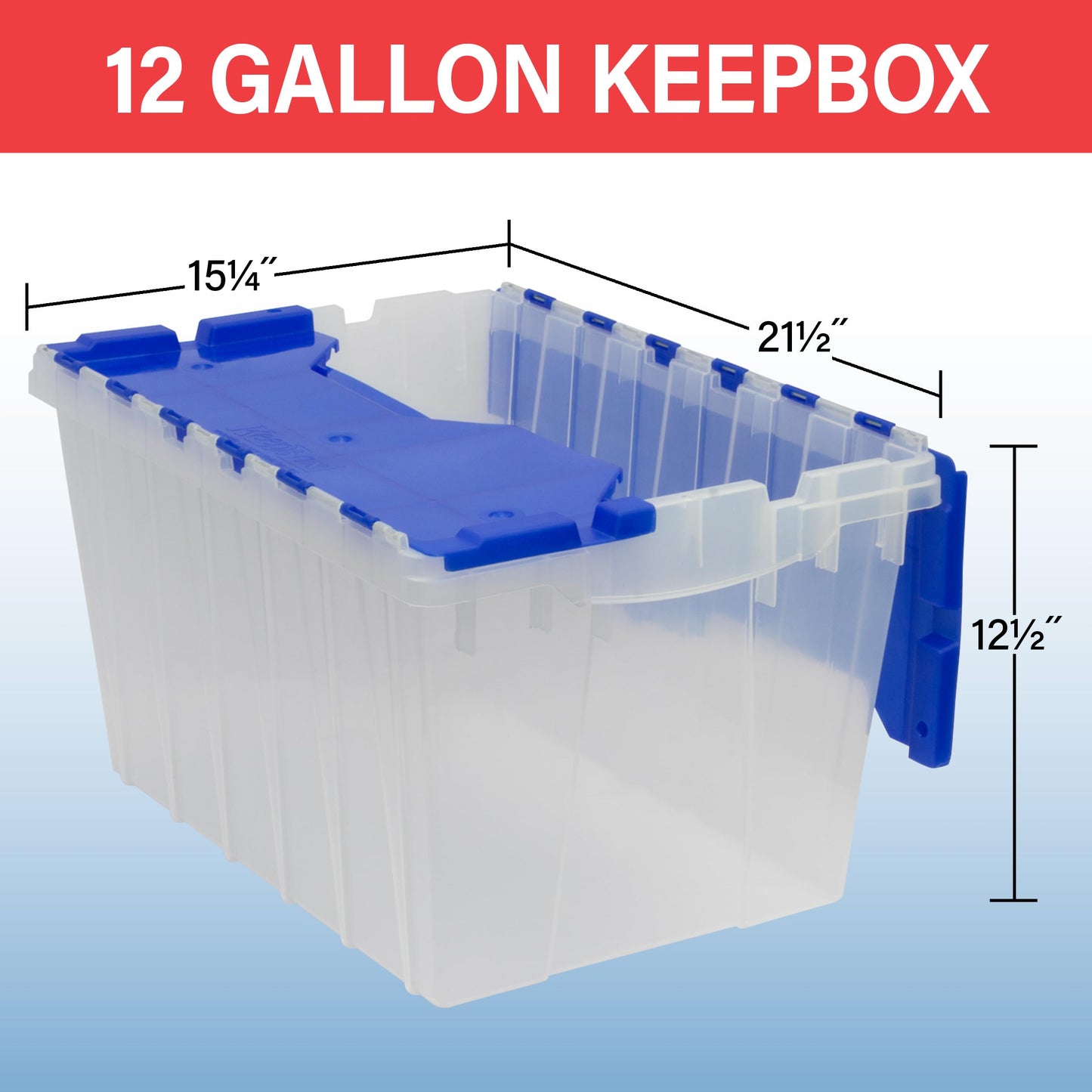Akro-Mils KeepBox 12 Gallon Storage Container, Nesting and Stackable Plastic Storage Box with Lid Attached, Clear Tote for Garages, Closets…