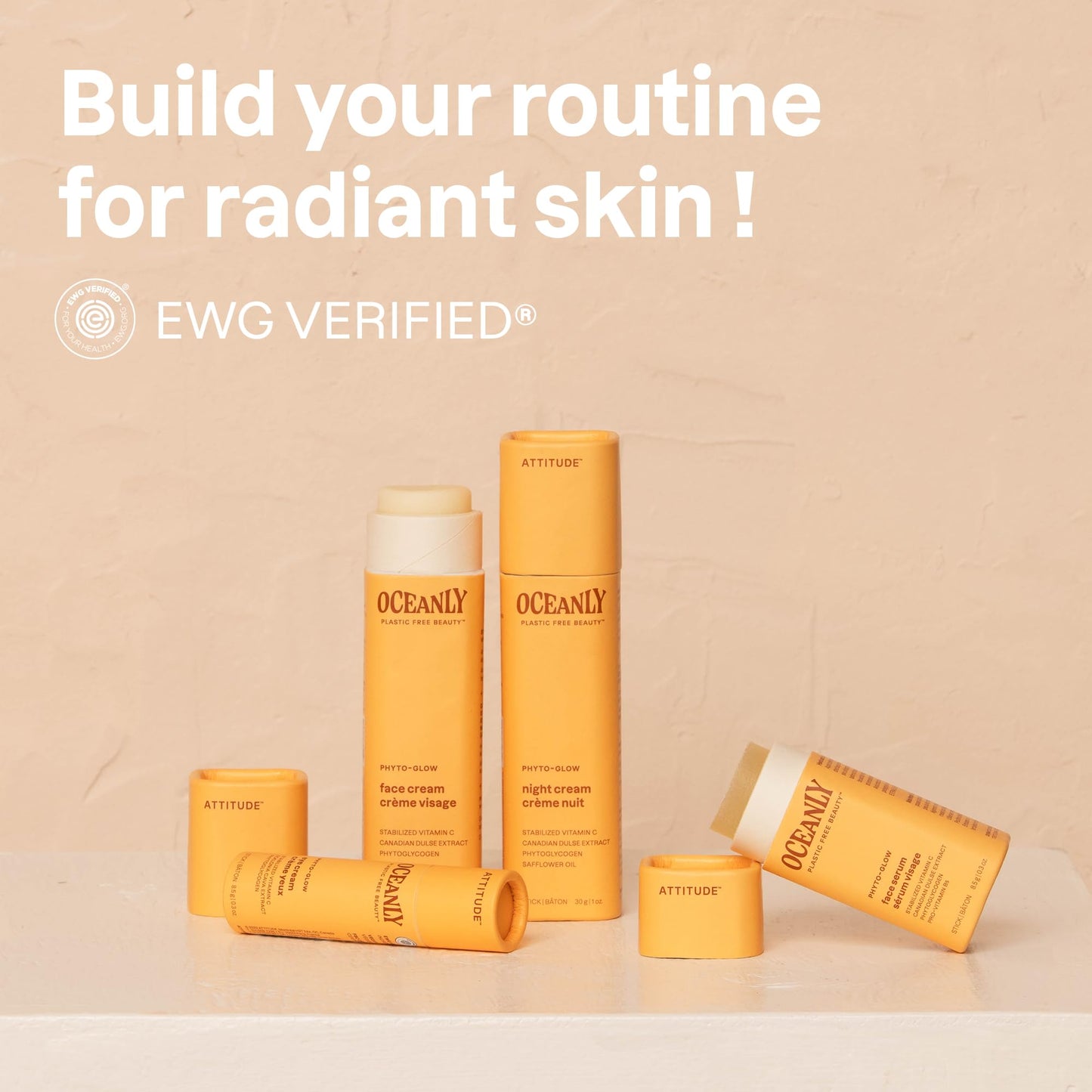 ATTITUDE Oceanly Face Serum Bar, EWG Verified, Plastic-free, Plant and Mineral-Based Ingredients, Vegan and Cruelty-free Beauty Products, PHYTO GLOW