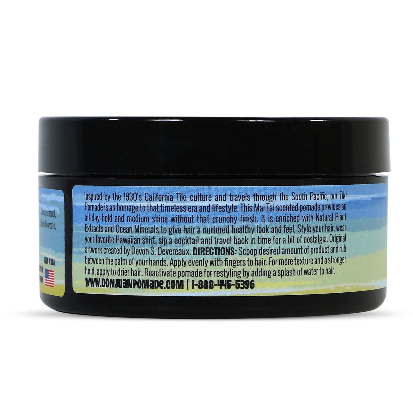 Don Juan Tiki Pomade | Water Based | High Hold | Medium Shine | Natural Plant Extracts and Ocean Minerals | Mai Tai Tropical Scent, 4oz Pack of 3