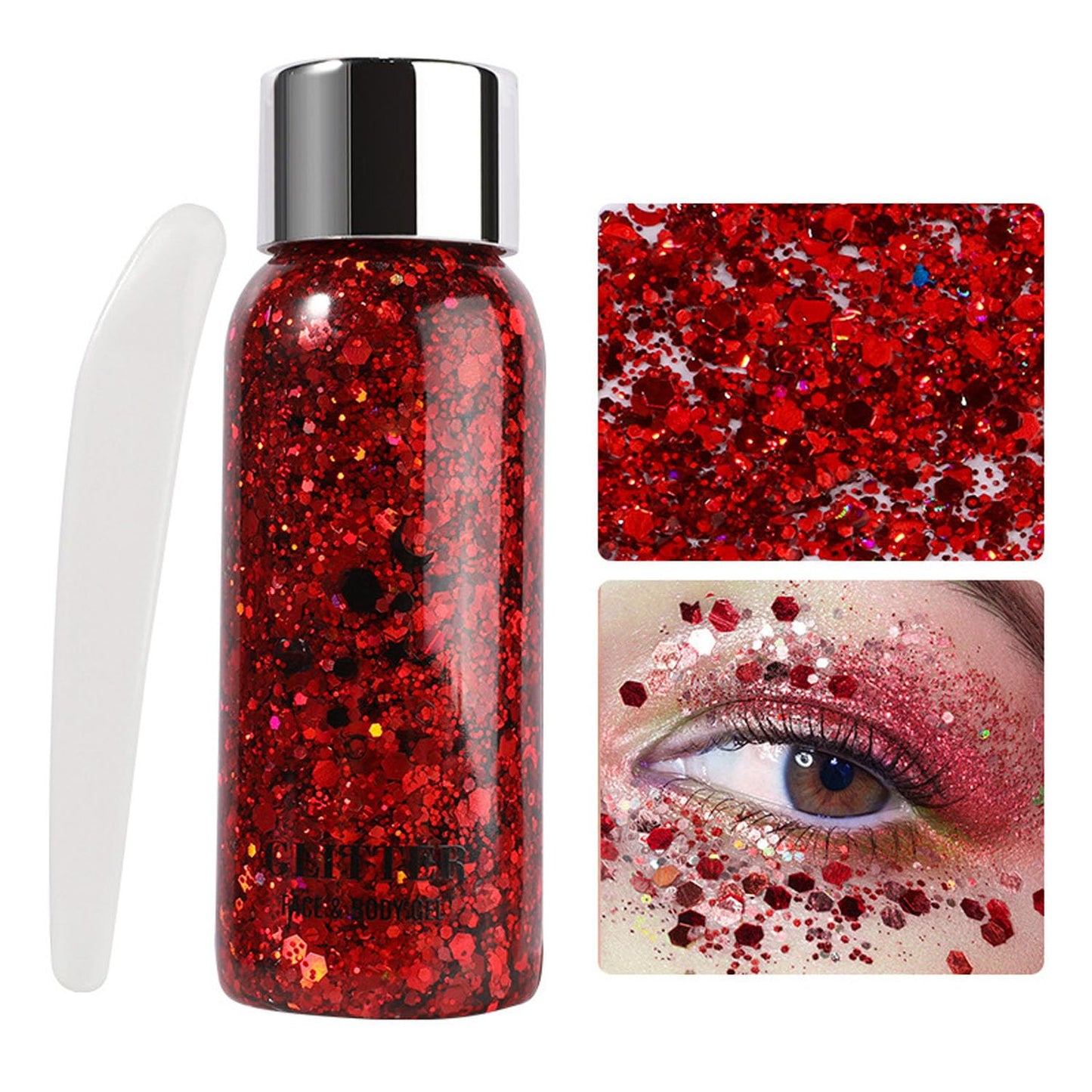 JUDEWY Body Glitter Gel, Face Glitter Body Glitter Glitter Liquid Eyeshadow, Face Hair Nail Glitter, Holographic Makeup Festival Glitter Makeup (09)