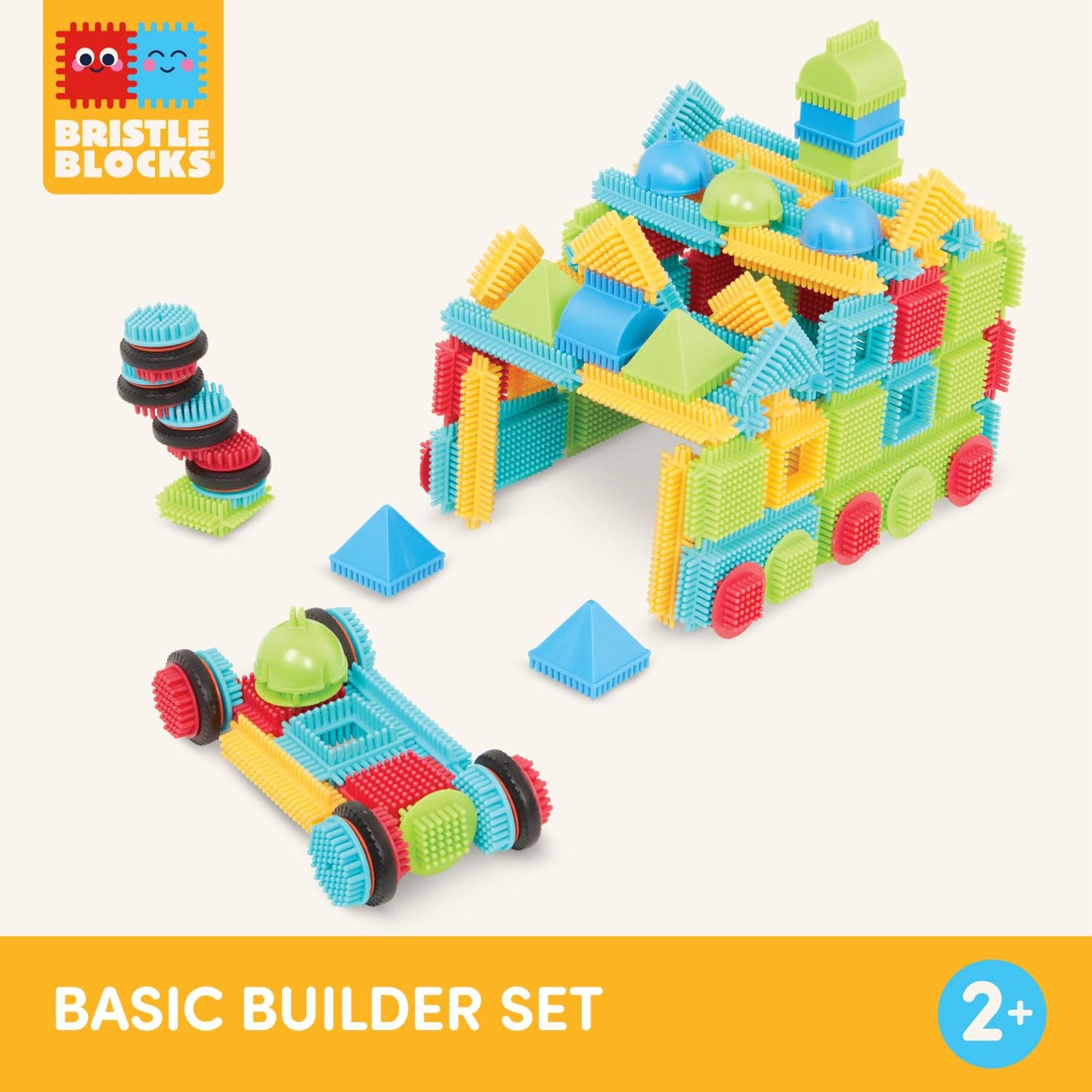 Battat Bristle Blocks 112pcs – STEM Interlocking Building Playset for Toddlers & Kids Ages 2+, Developmental Basic Builder Set
