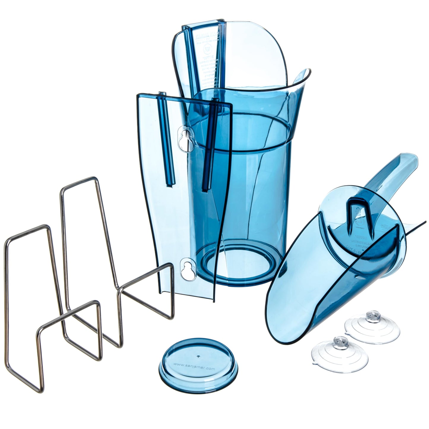 San Jamar Saf-T-Scoop Ice Scoop with Storage Caddy for Kitchens, Restaurants, And Fast Food, Plastic, 20 To 24 Ounces, Blue