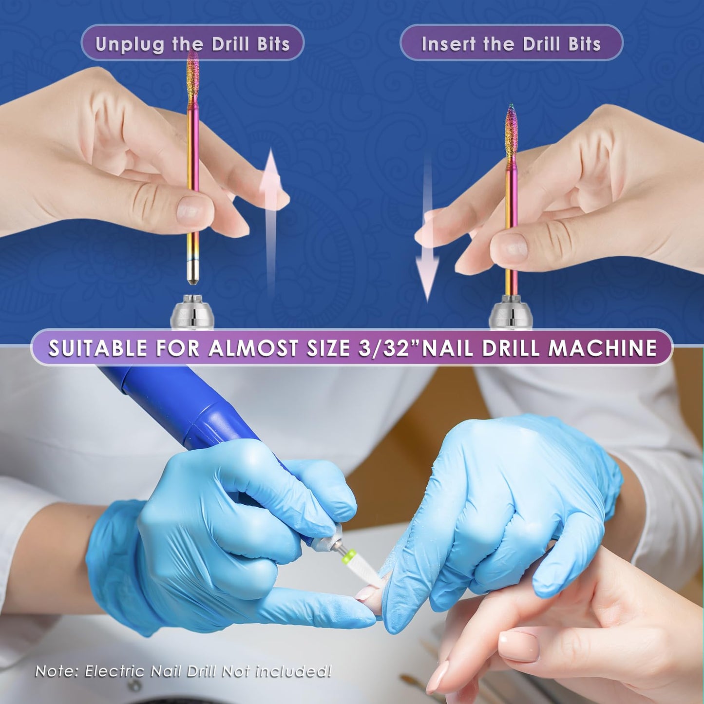 21pcs Nail Drill Bits Sets with Nail Drill Holder Case, 3/32 Inch Cuticle Electric Nail File & Ceramic Acrylic Gel Nail Bit Kit, Carbide Cuticle Beauty and Personal Care Depvko