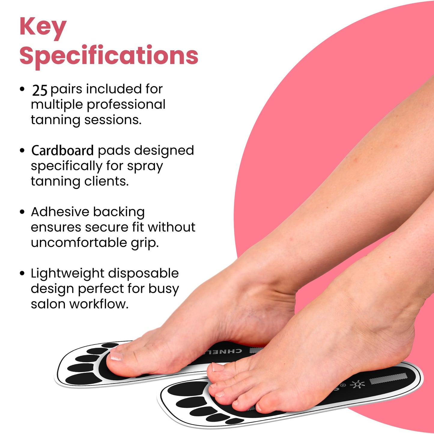 Black 25Pairs(50Feets)Disposable Spray Tanning Feet Pads for Hygienic Foot Protectors,Comfortable & Hygienic Spray Tan Pads Feet-Specifically for the
