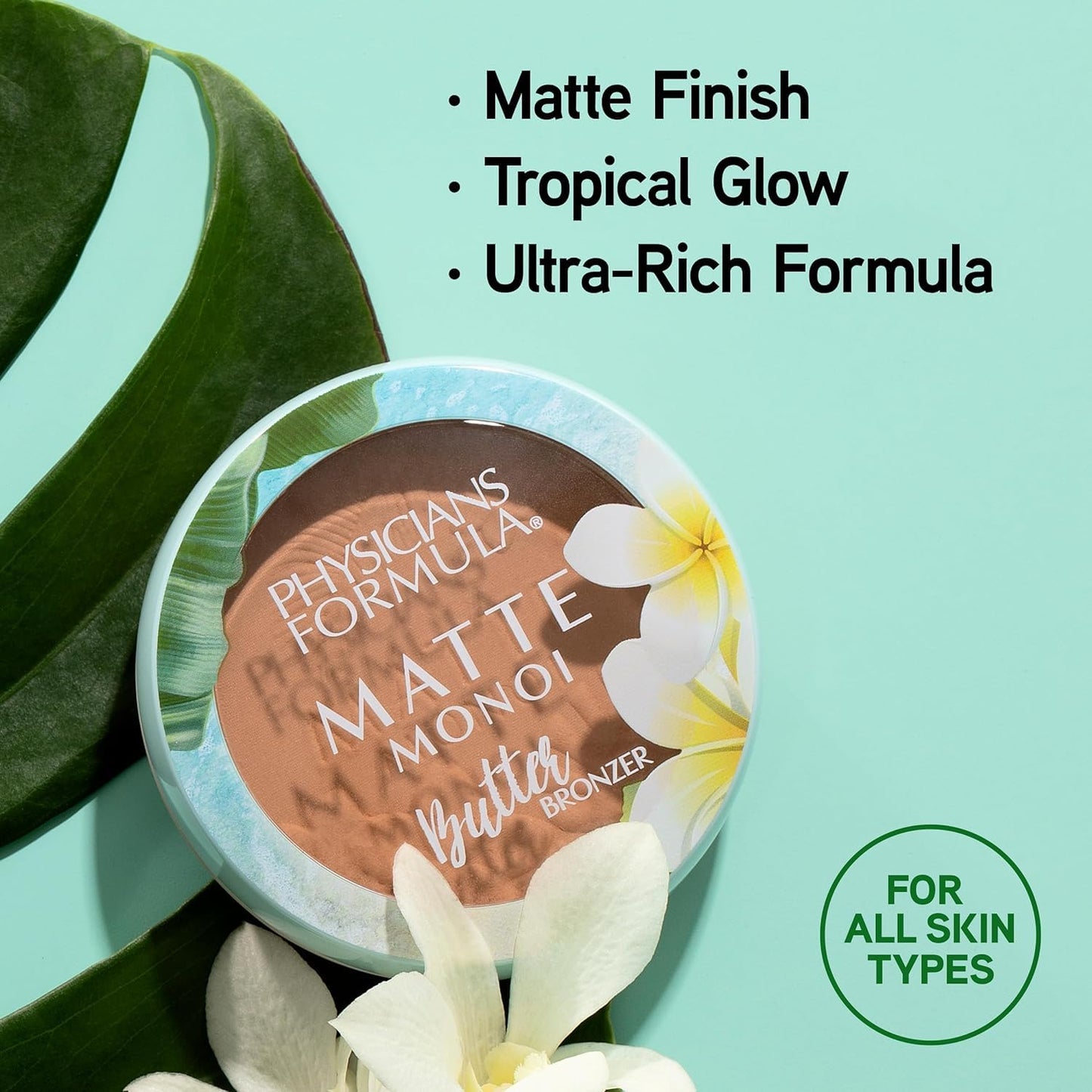 Physicians Formula Matte Monoi Butter Bronzer Powder Face Makeup, Dermatologist Tested, Vegan, Cruelty-Free, Gluten-Free, Sunkissed