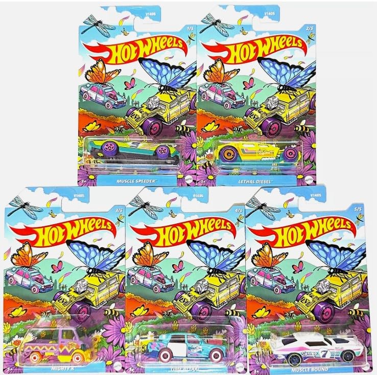 Hot Wheels 2025 Spring Easter Mix Set of 5 Pack, 1:64 Scale Diecast