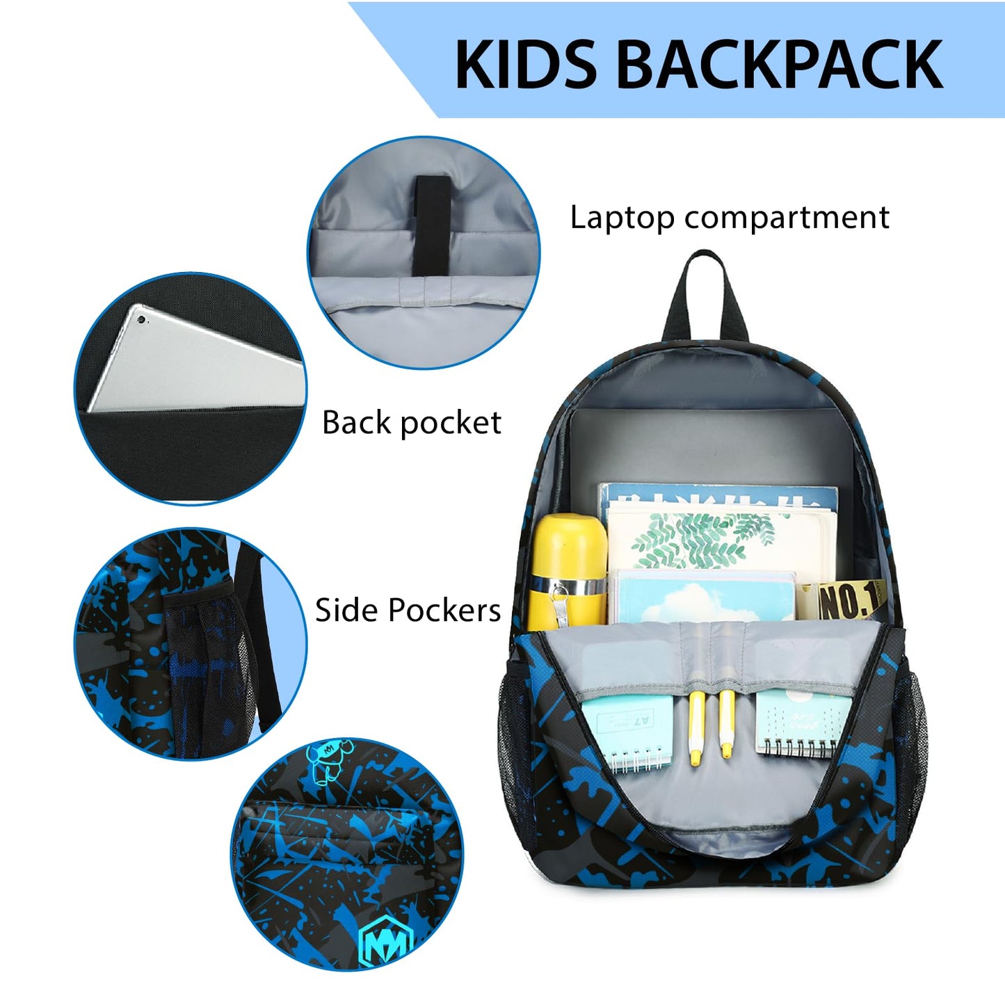 Bluboon School Backpack for Boys Teens Bookbag Travel Daypack Kids Girls Lunch Bag Pencil Case