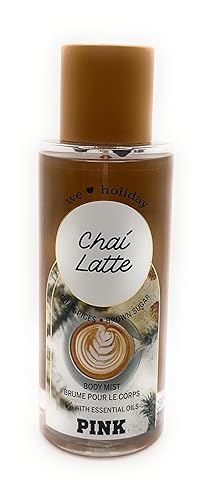 Victoria's Secret Pink Chai Latte Scented Body Mist Chai Spices x Brown Sugar 8.4 Ounce Spray With Essential Oils