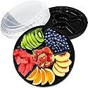 12 Pack Plastic Appetizer Trays with Lid,Disposable Clear Divided Serving Tray,6 Sectional Round Food Storage Container Platter…