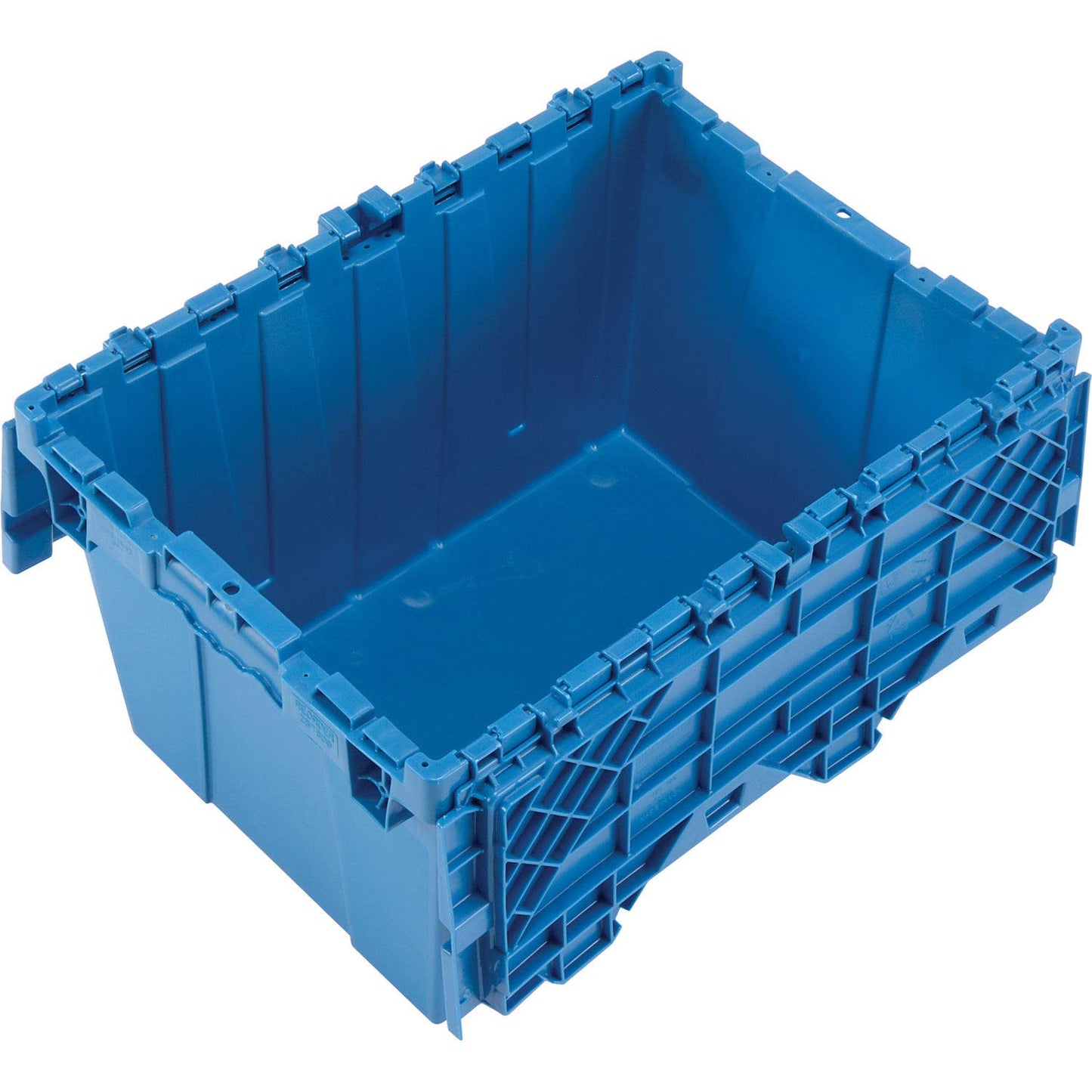 Monoflo Plastic Distribution Container With Hinged Lid, 21.9 x 15.2 x 12.8”, Blue