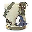 CHALA Patch Crossbody Messenger Handbag Purse Whale Canvas Cotton Sand